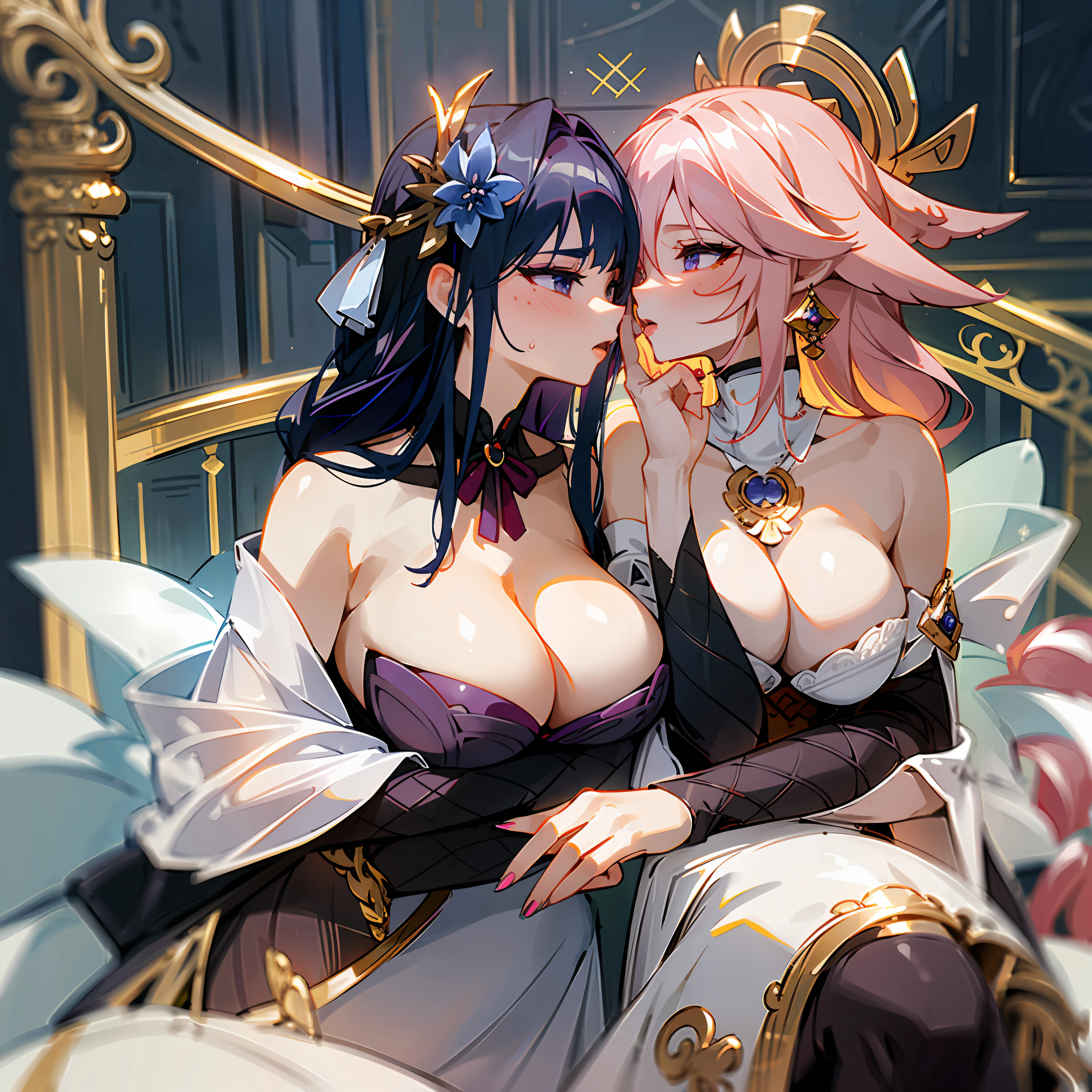 Masterpiece, 2 girls, sexl, , kisses