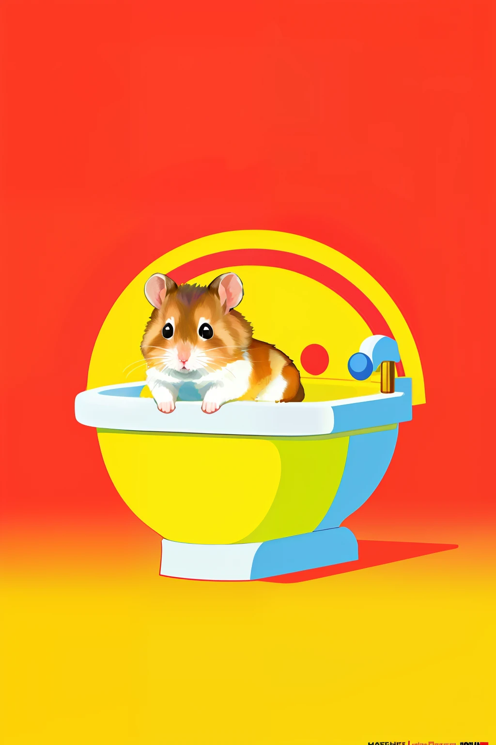Hamster in a toilet, concept art, 4k, in the style of Peter max, chaos