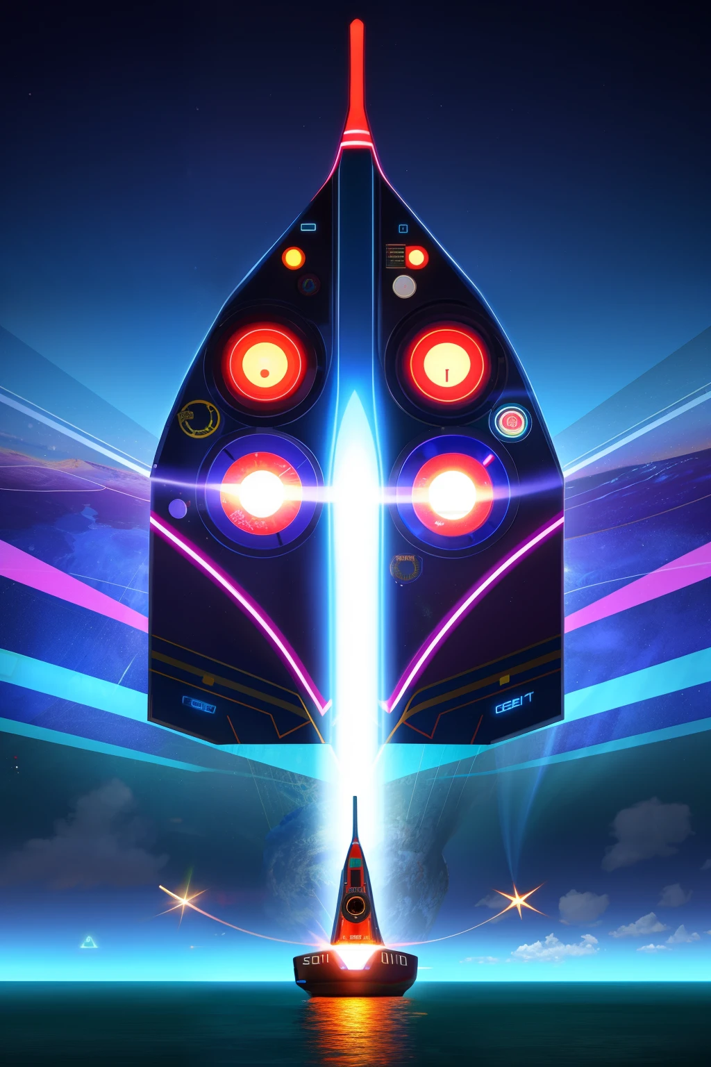 Peace sign on a psychedelic submarine, concept art 4k, chaos