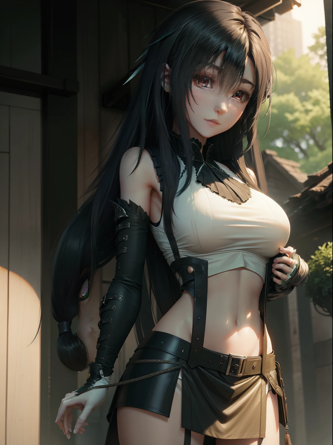 Black-haired, green-eyed girl