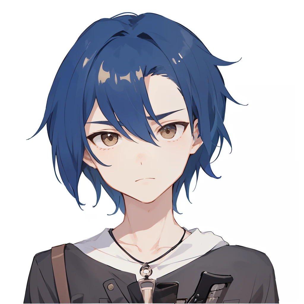 1 boy、masculine, neutral expression, holding a bass guitar