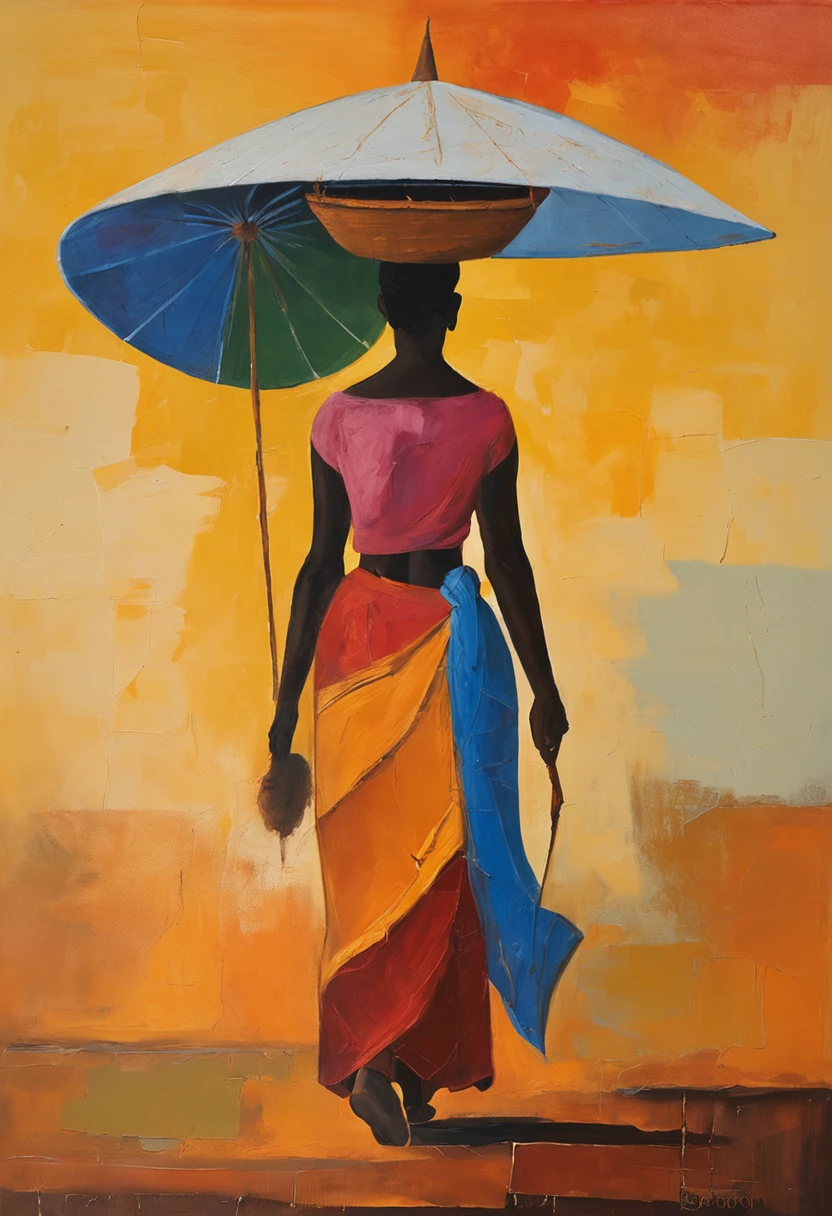 women carrying baskets from the market, silhouette, moving from left to right, horizon, rule of thirds,Heterogeneous skin tone, hirozon,African Women,Cultural art, sunset, 8K, Full body like,Best quality, Masterpiece, Super detail, High details, High quality, Best quality, A high resolution,realistic