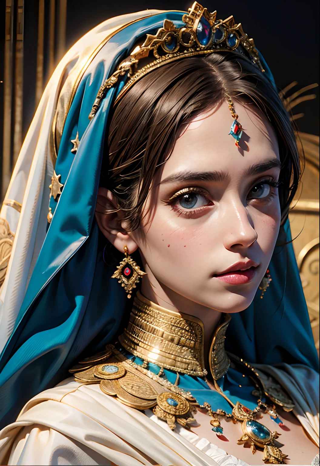 Un portrait de princesse arabe tenant le drapeau marocain hyper realistic super detailed