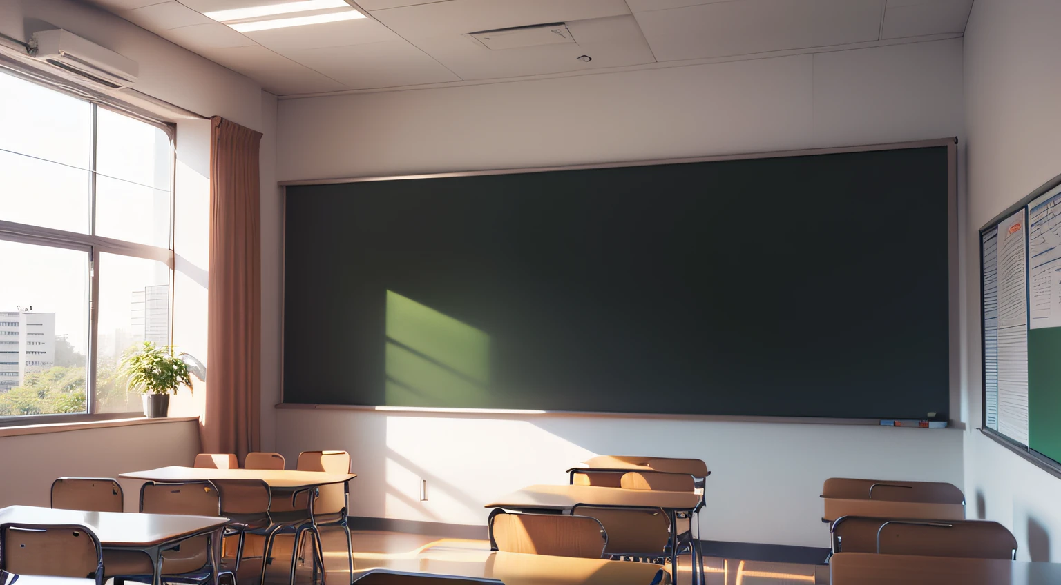 A classroom in a city state of sao paulo government, with spaces between chairs and desks, imagem com backgloud em 1920 x 1080 qualidade massima, fundo profundo