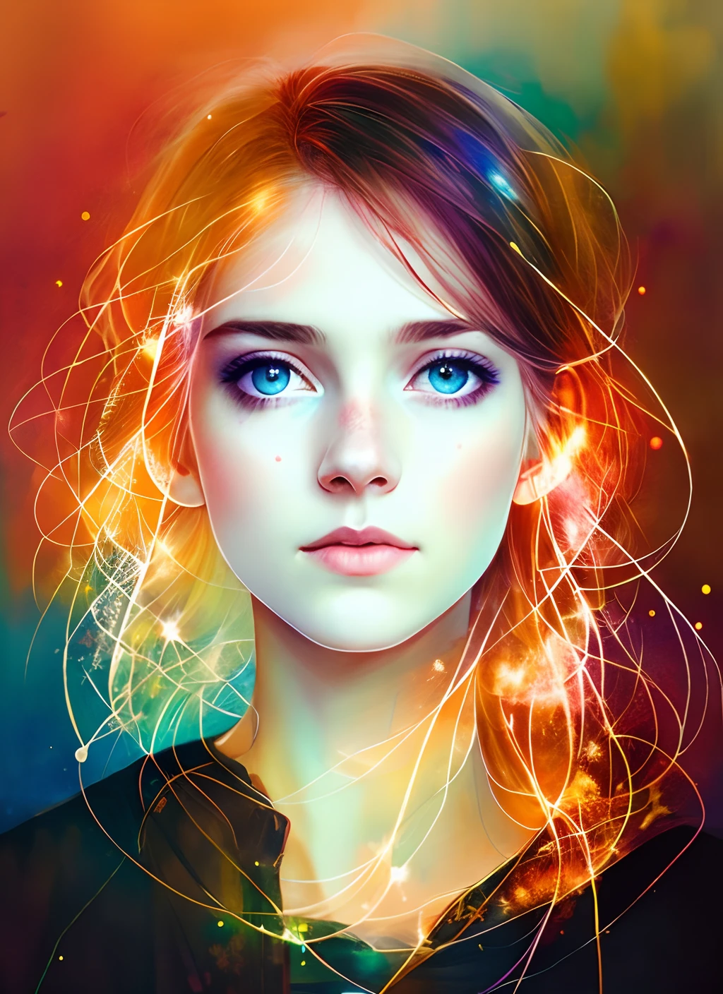 woman with agnes cecile, glowing design, pastel colors, ink drops, autumn lights