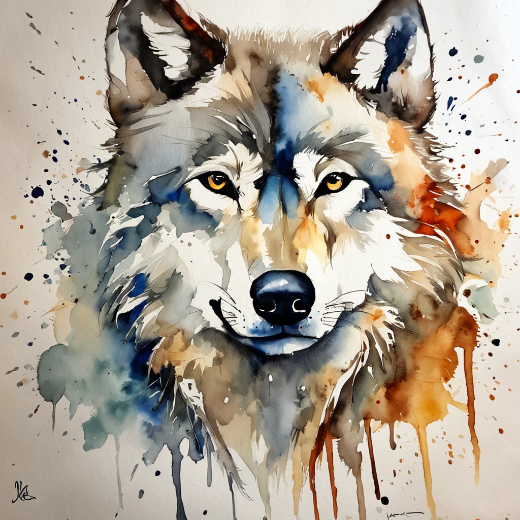 Wolf, silhueta, face,