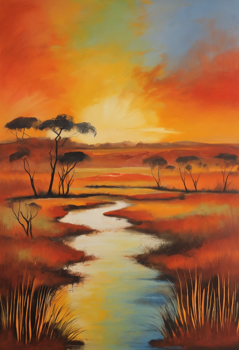 women carrying buckets of water, silhouette against a sunset dusk, moving from left to right, horizon, rule of thirds,Heterogeneous skin tone, horizon,African patterns,savanna grass land, S shaped, Cultural art, sunset, 8K, Full body like,Best quality, Masterpiece, Super detail, High details, High quality, Best quality, A high resolution,realistic