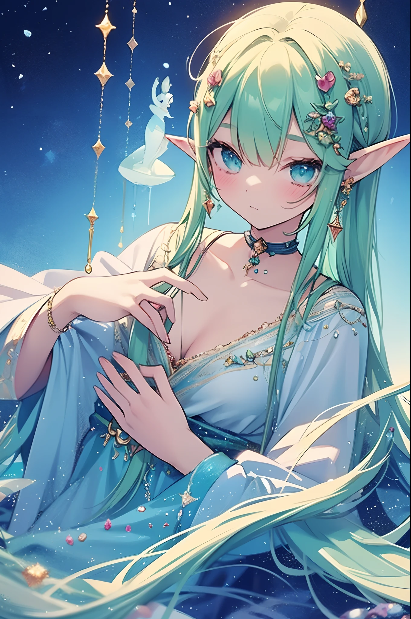 Elf、Official Art,(最high quality, masterpiece:1.2), Portrait Photography、1 Girl, 最high quality, masterpiece, High resolution, [purple|Sliver|green] _hair, Bikini accessories, necklace, jewelry, Beautiful Face, I&#39;m looking forward to, Full body image, Realistic, Outdoor, Modern Pool, Two-tone lighting, (Skin with attention to detail: 1.2), 8K Ultra HD, Digital SLR, Soft Light, high quality, Volumetric Light, Frank, RAW Photos, High resolution, 4K, 8K, Background Blur