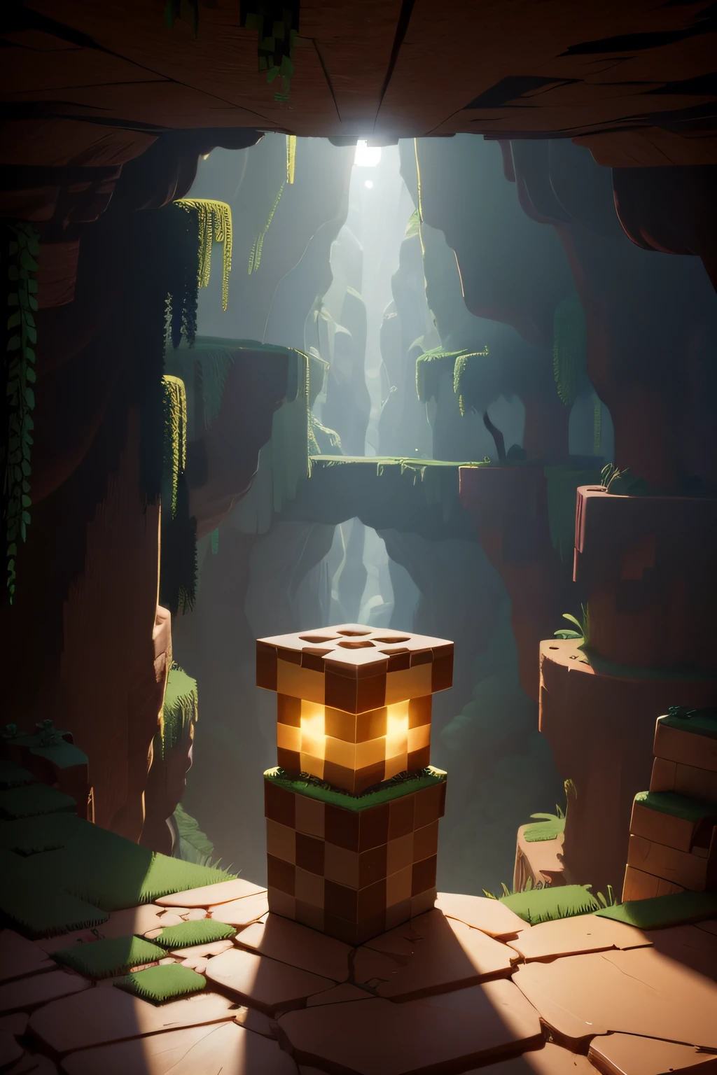 steve dentro de uma caverna com pouca luz minecraft