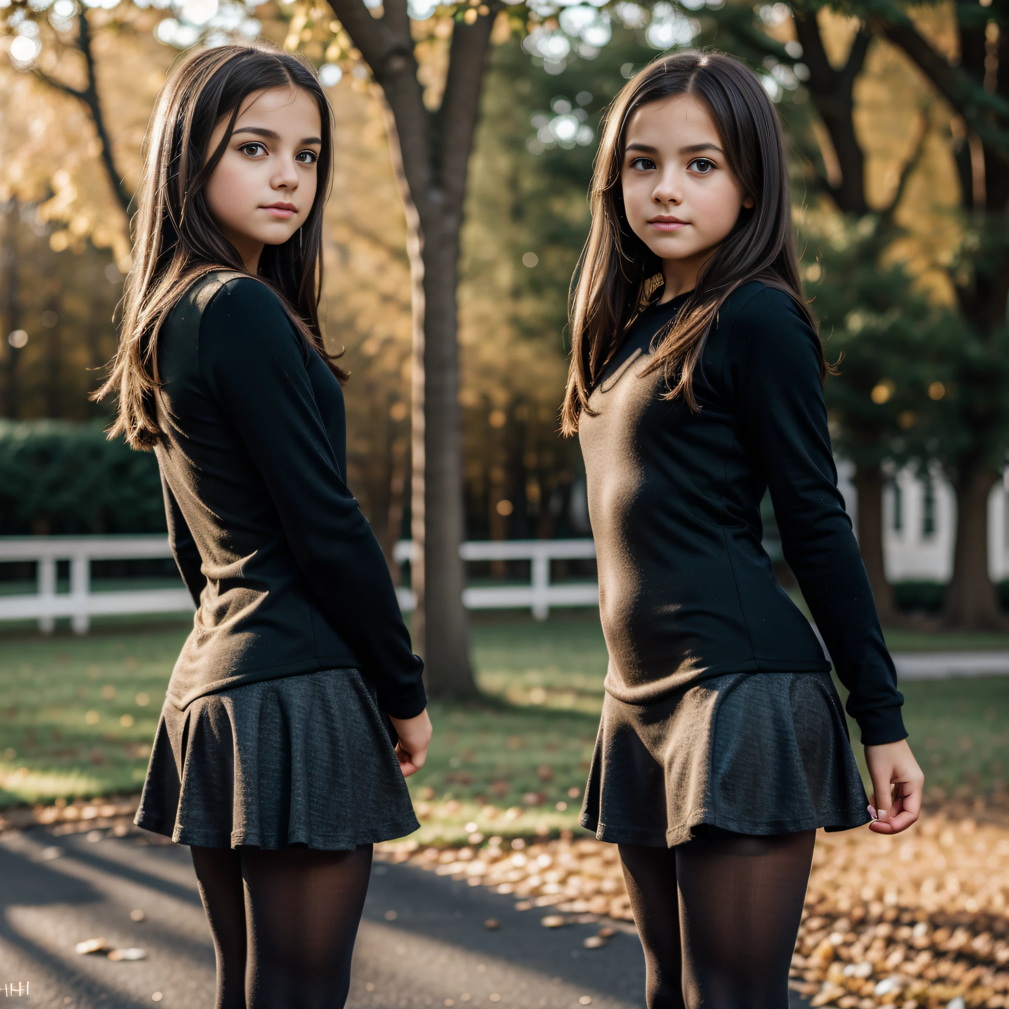 single ((-tee dress, tights, high balance, petite body, brunette, natural light, hyperrealistic, HDR, 8K, best quality, high resolution, bokeh