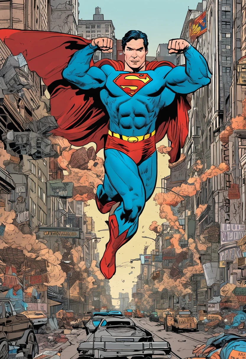 Make a picture of Superman Dean Cain lifting the globe from the Daily Planet