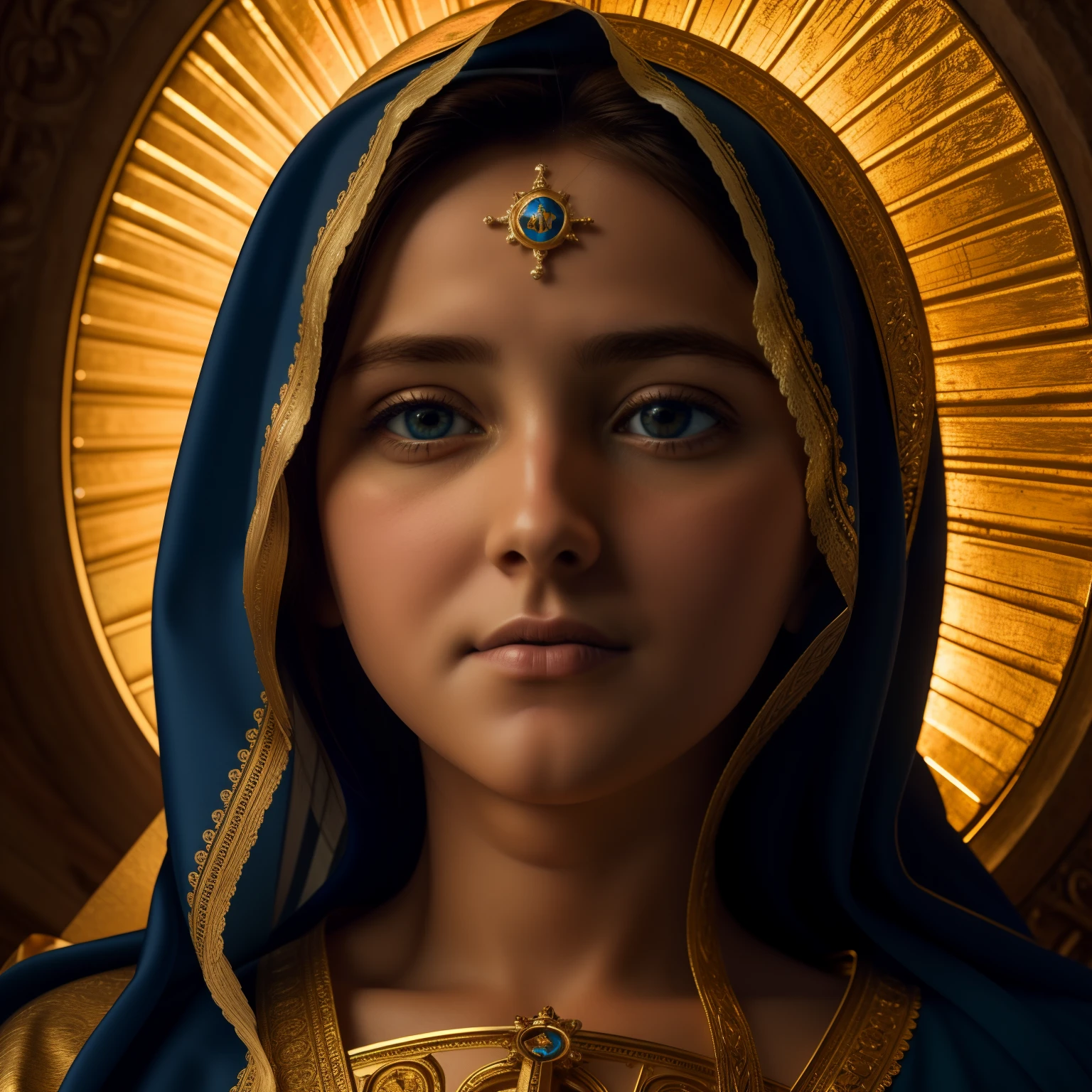 ((Blessed Virgin Mary))) beautiful face very angelic and tender. ultra detallado, 8k, HDR. Grado de color profesional, ambiance, profundidad asombrosa, colores ricos, powerful imagery, Psychedelic overtones, 4k, 8k,obra maestra,...