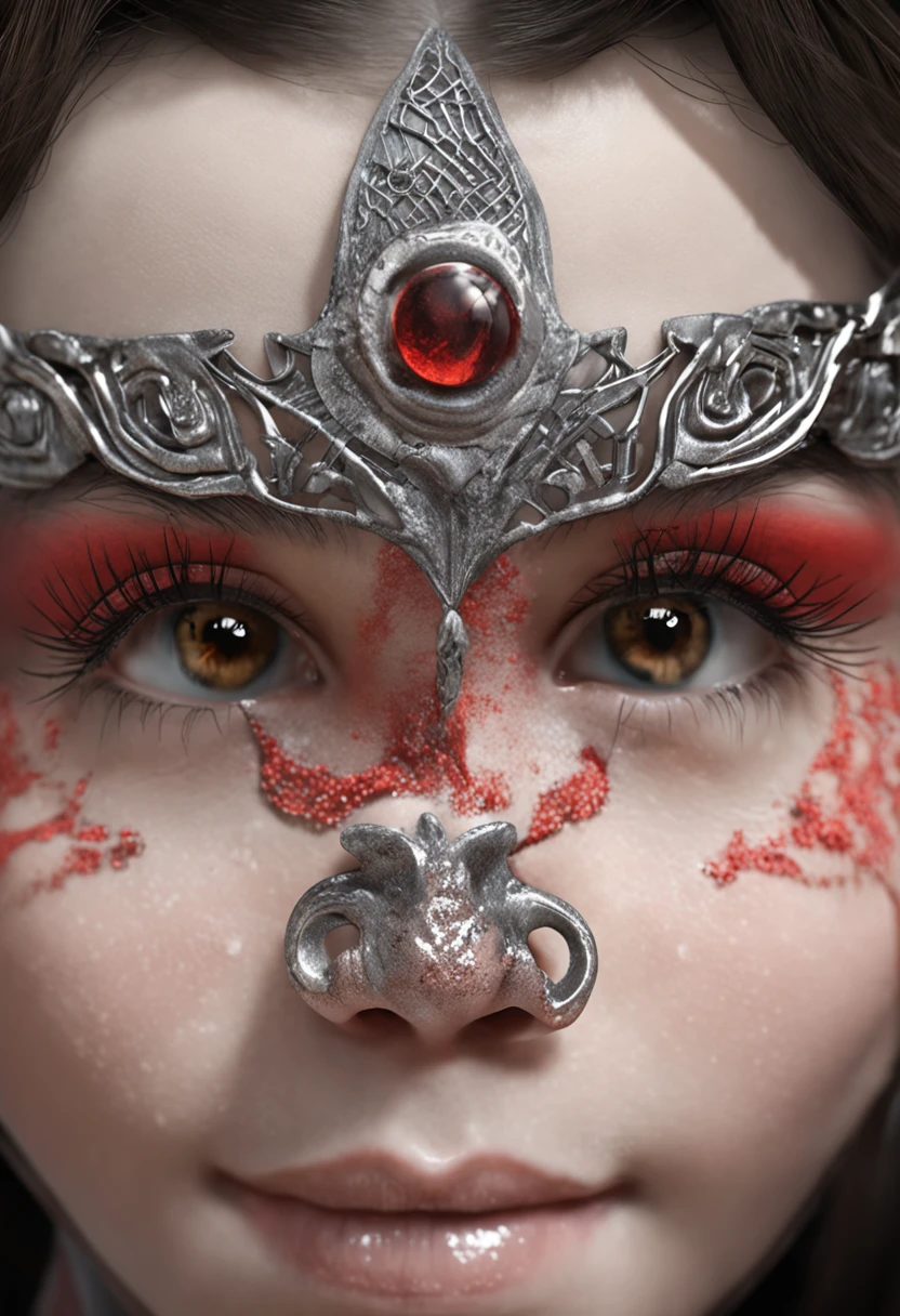 Master Part, beste-Qualit, 1girl, For the whole body only, (natural skin textures, realistic eye and face details:1. 5), (A dark:1. 4), deep shadow, Extremely detailed and beautiful girl, Detailed eyes and face, piercing yellow eyes, red lipstick, No black eyeliner, red clothes, ponytails, black hair, Nikon d850 Films, A hyper-realistic, real texture, dramatic, illumination, unreal-engine, (Clarity of face:1. 5), (Sheer clothing:1. 1) Medieval princess style, white lace