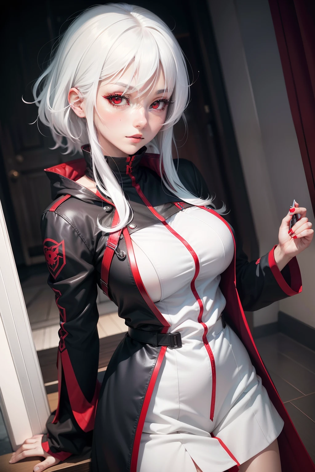 animemanga girl,White hair and red eyes