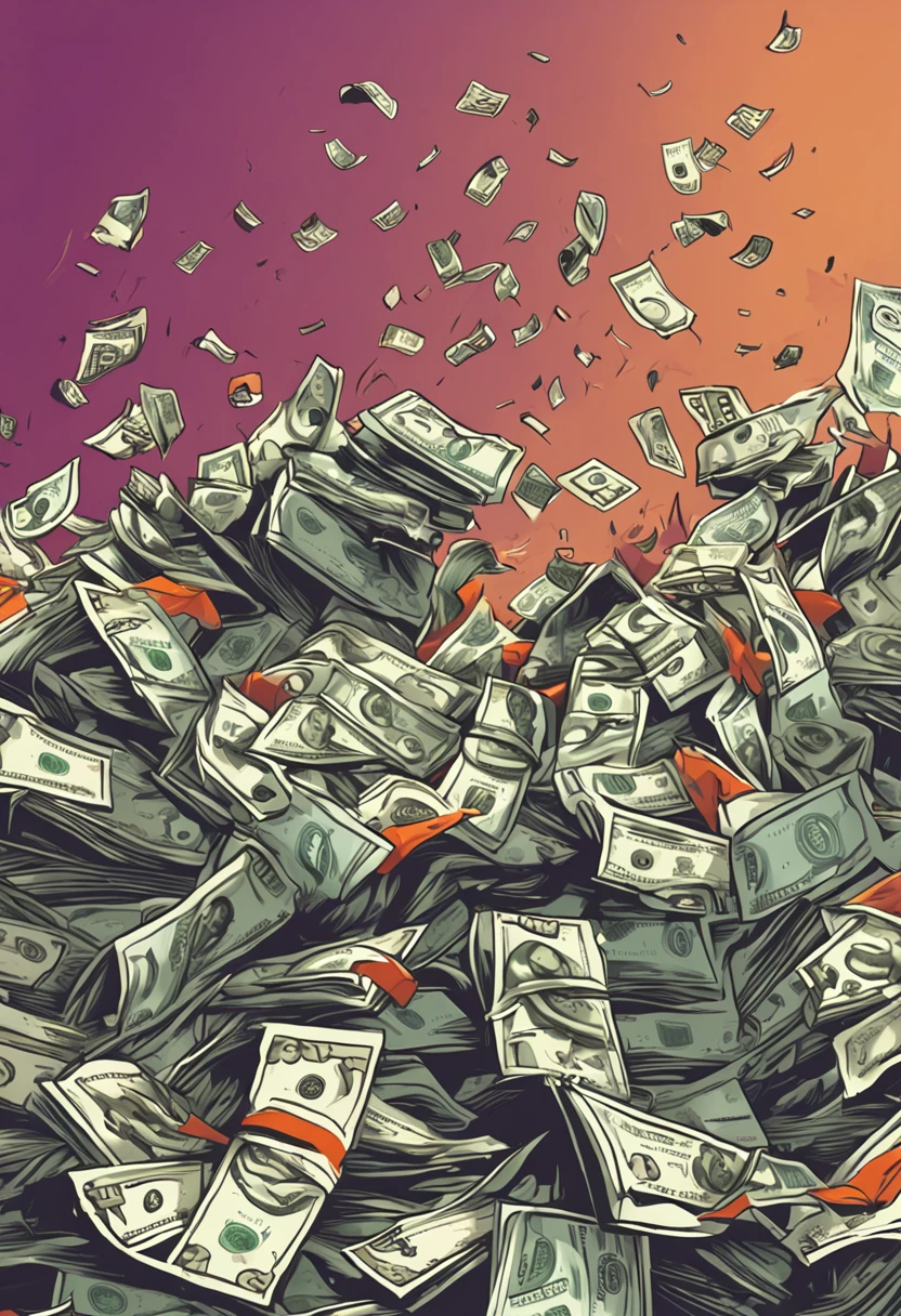 Create an illustration of money being torn