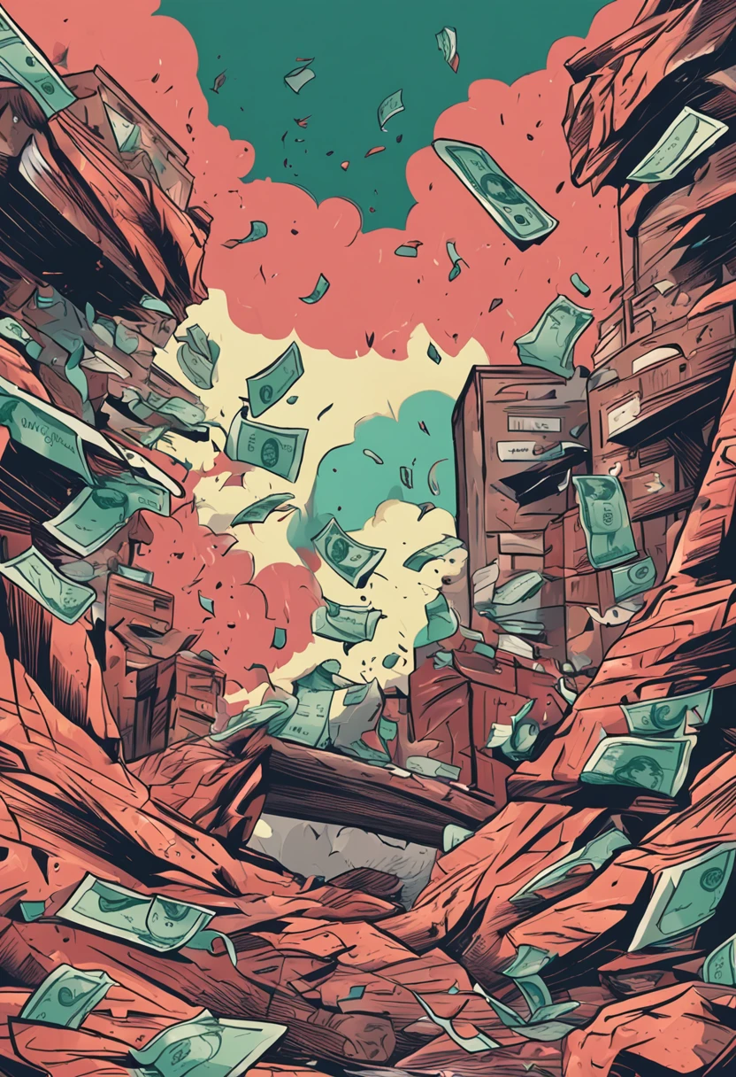 Create an illustration of money being torn