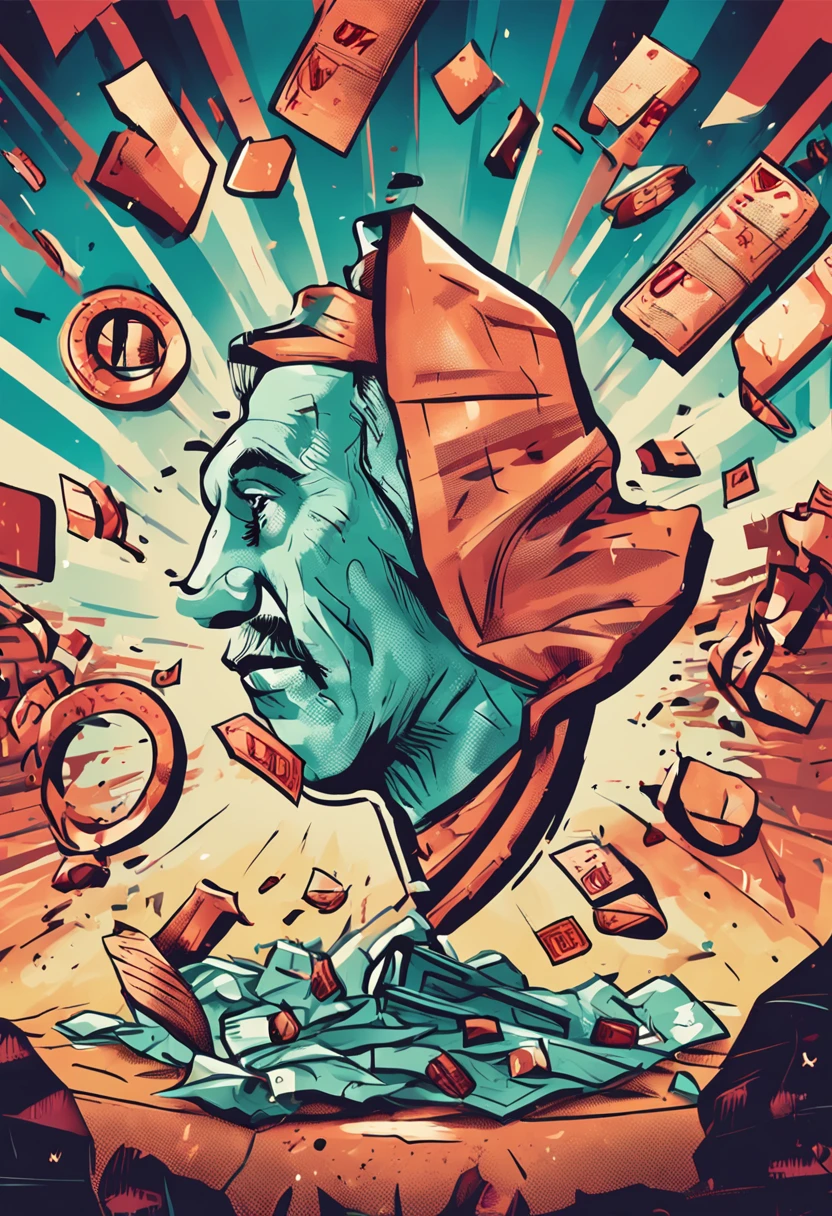 Create an illustration of money being torn