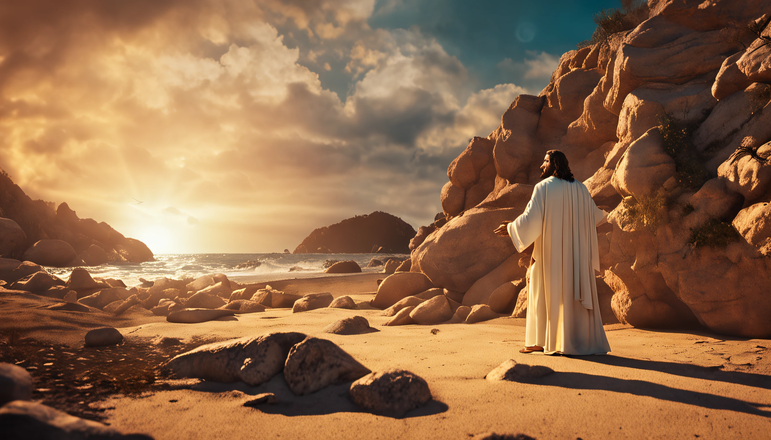 jesus cristo orando luz dourada