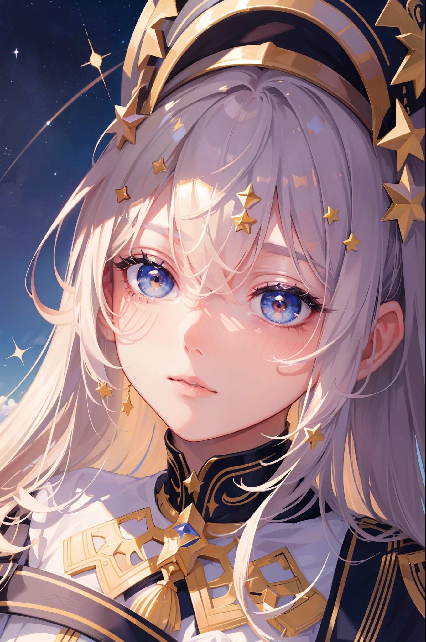 masterpiece, best quality, ultra detailed beautiful face and eyes,a girl,star,Libra