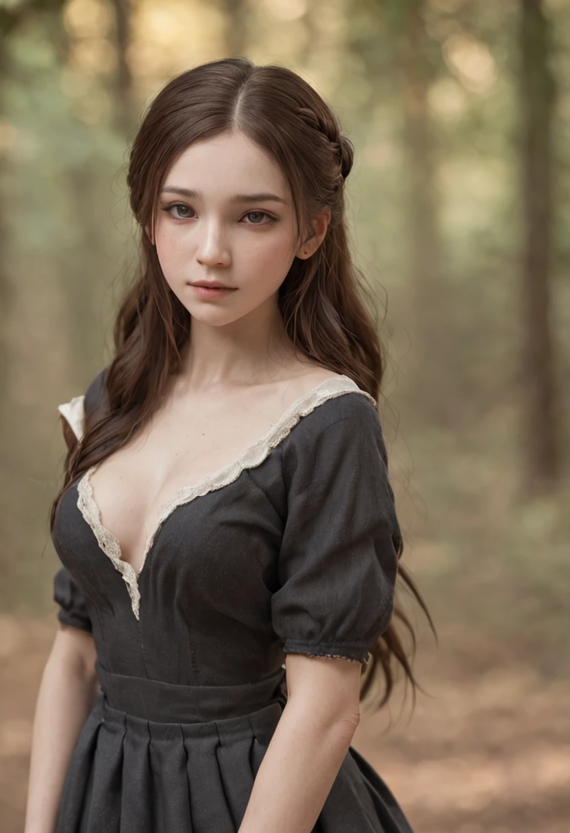 Beautiful young Allen dressed in game《last of us》Part I Small skirts, nipple play, Ultra photo realsisim, , Template body, little breast, Beautiful breasts, Long hair, Braided hair, long leges, 8K, with no underpants, The attention to detail