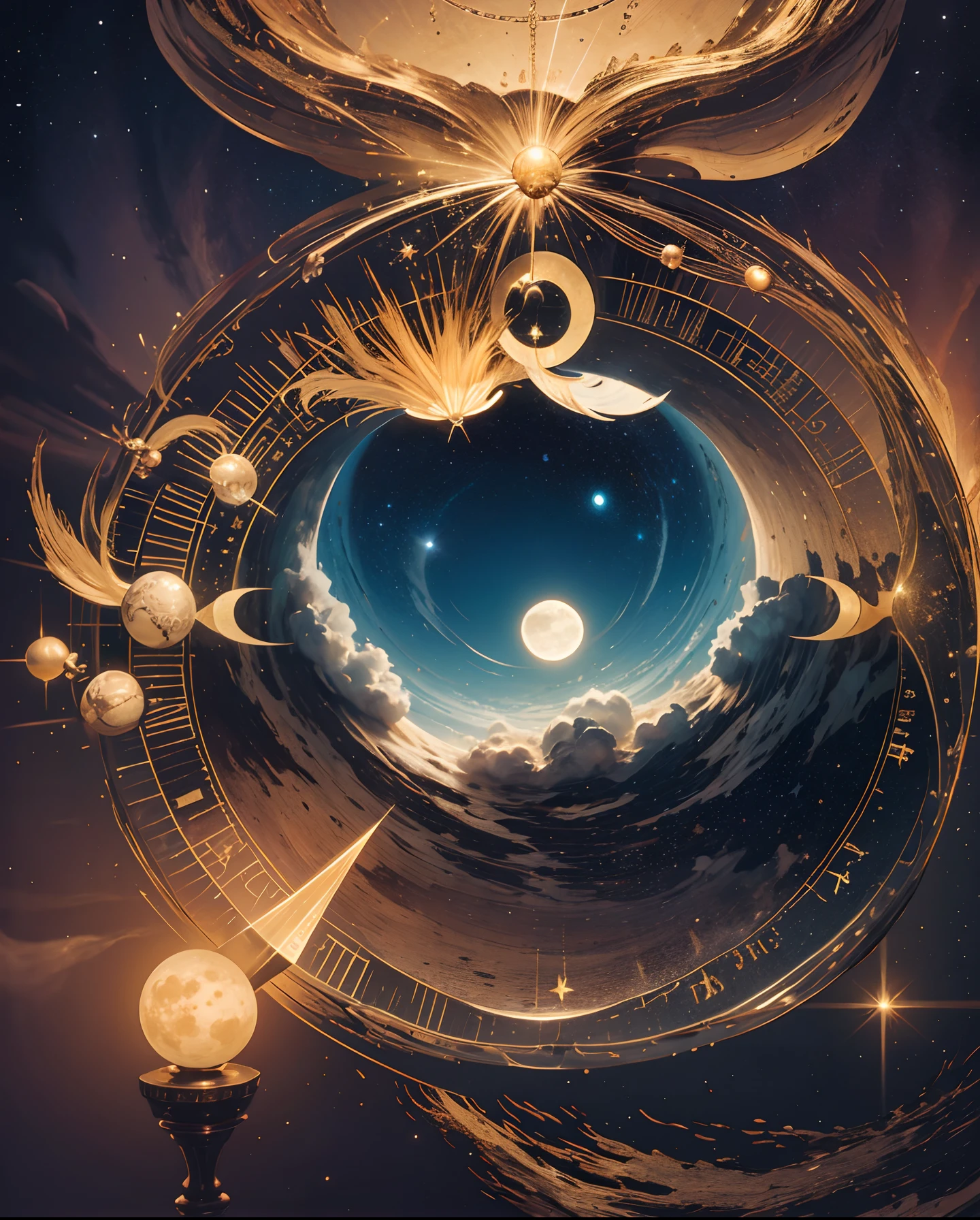 birth chart, Venus, light, moon, sun, planet, star, gentle smile, rococo