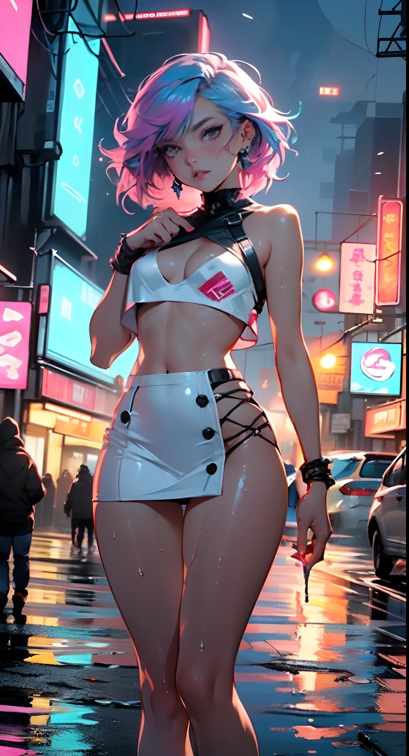 little loli,(((little loli,small tiny body,petite))),(((6 years old))),((extremely cute and beautiful liquid paint hair haired girl)),
(((flat chest))),short hair,(((liquid paint hair:1.1,neon purple hair|neon pink hair|neon blue hair|neon aqua hair|purple hair|fuchsia hair|fluorescent blue hair|amethyst hair|neon hair|bright pink hair :1.5,bright hair: 1.3,hair made of paint and defies gravity,thick flowing,paint splatter:1.3,shiny hair: 1.3,vibrant colored hair))),((heterochromia:1.5,eye1 purple,eye2 pink,upturned eyes:1.3,perfect eyes,beautiful detailed eyes,finely detailed beautiful eyes:1,symmetrical eyes:1)),((fat)),(((lustrous skin:1.5,bright skin: 1.5,skin tanned,shiny skin,very shiny skin,shiny body,plastic glitter skin,exaggerated shiny skin,illuminated skin,wet legs))),(delicate detailed fingers,detailed body,human hands),
cute,slutty,seductive,erotic,(((nsfw))),
revealing clothing,show skin,(wearing a Neon color theme clothing:1.3,micro clothes,fluorescent and neon clothing,rave fashion,micro crop top,micro skirt,visible thong straps,accessories LED),((wet clothes,detailed outfit,detailed clothes)),
(dynamic pose:1.0),solo focus,embarrassed,(centered,scale to fit dimensions,Rule of thirds),
((((cyberpunk city by the ocean,huge buildings,neon signs,puddles)))),stormy sky,threatening sky,dark clouds,((synthwave background theme,detailed background : 1.25)),((((night,nice lighting decorations,detailed architecture)))),
(best quality,high resolution,sharp focus,ultra detailed,extremely detailed,extremely high quality artwork,(realistic,photorealistic:1.37),8k_wallpaper,(extremely detailed CG 8k),(very fine 8K CG),((hyper super ultra detailed perfect piece)),flawless,(((masterpiece))),illustration,vibrant colors,(intricate),High contrast,Selective lighting,Double exposure,HDR (High Dynamic Range),Post-processing,Background blur,colors,(intricate),High contrast,Selective lighting,Double exposure,HDR (High Dynamic Range),Post-processing,Background blur,