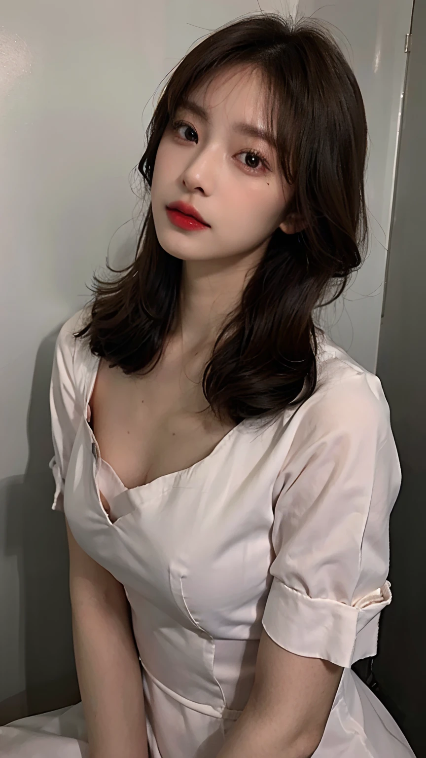 beautiful a girl、high-level image quality、Like a shot with an SLR、Sensual body、nurse's outfit、Nurse、Nurse、Nurse、light skinned、de pele branca、Transparent skin、Lustrous skin