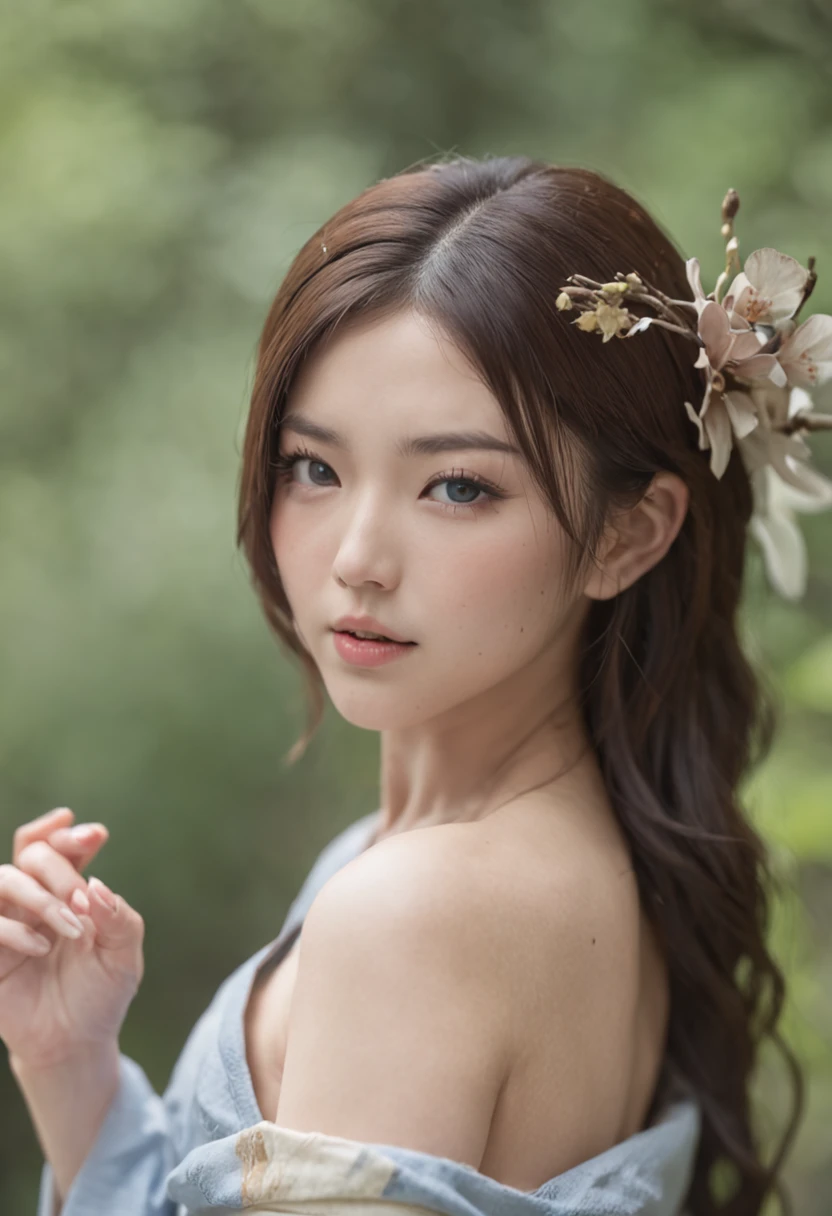 The location is a Japanese-style hot spring in Japan、Bathing beauty、Blue-eyed gaijin、26 year old、Hair is brown、Young and beautiful、The skin is white and、waist constricted、Breasts are big、Breasts are hidden by hand or with a towel、Exposure is racy with a lot of exposure、I don't wear a swimsuit in the bath.、
