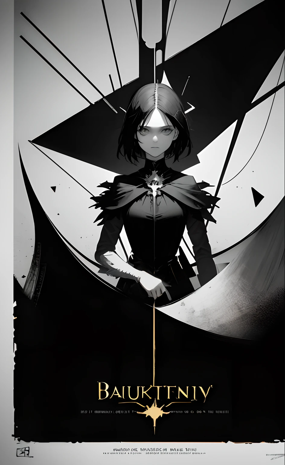 ( dark fantasy movie poster:1.1), masterpiece, best quality, 1girl, (Bauhaus, shapes, lines, abstract:1.1)
