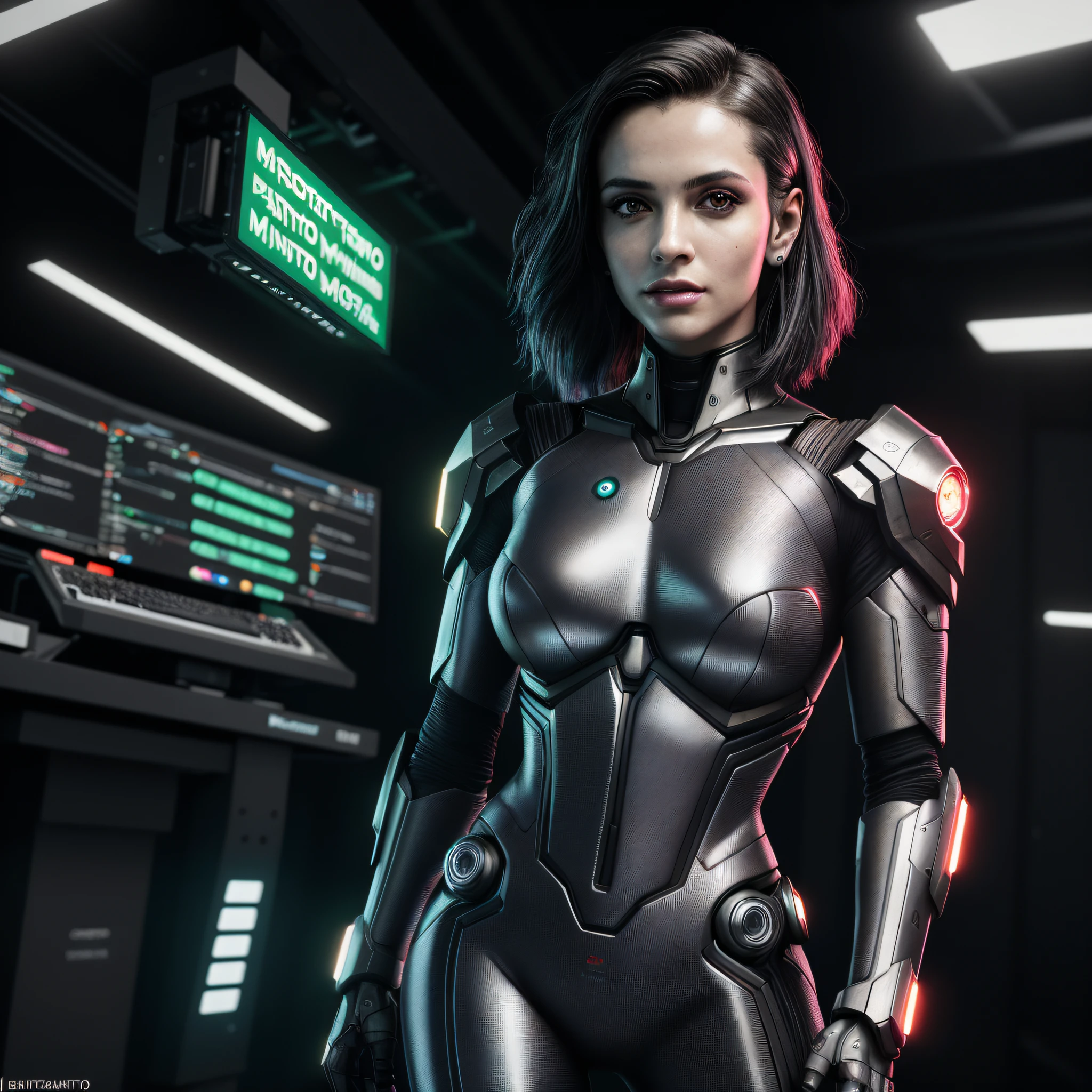 princess Leia from the movie "Star Wars" in Cyberpunk style
