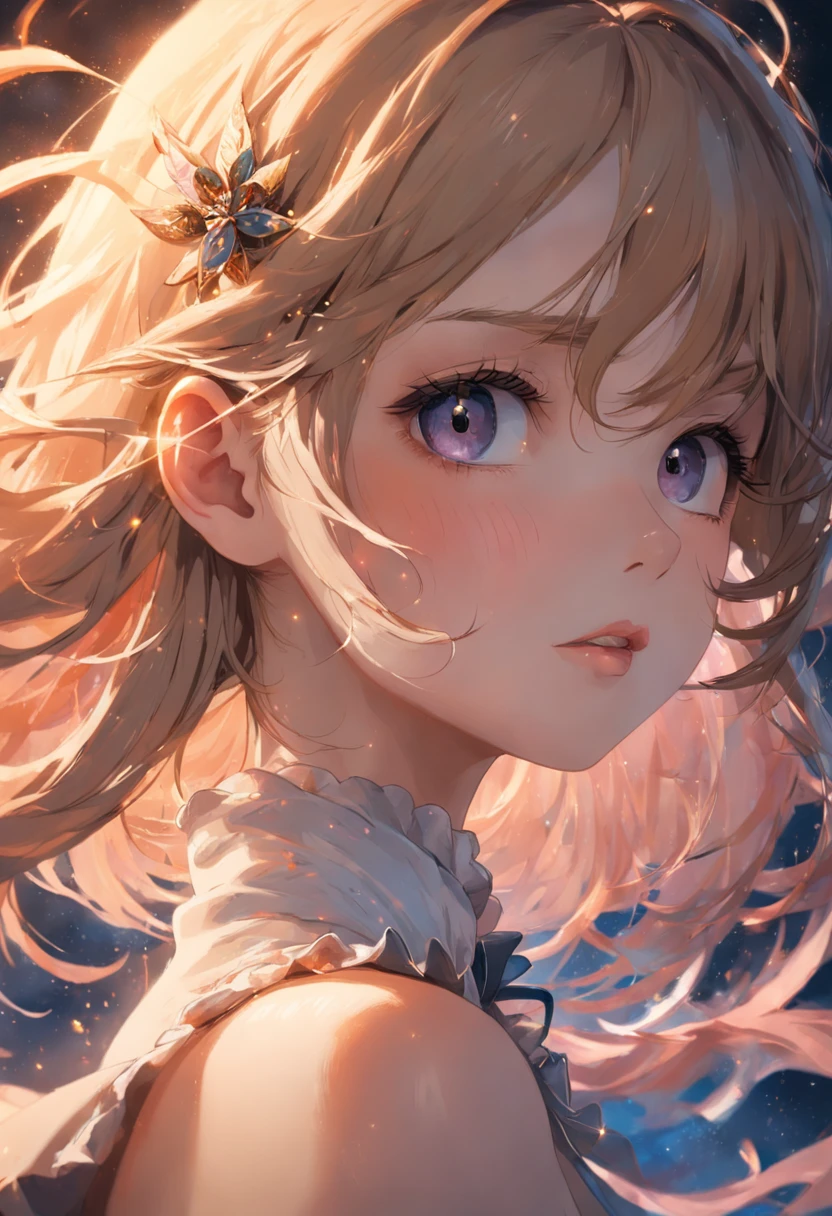 Unbeatable masterpiece, surreal 8K, perfect artwork, super detail, best quality, masterpiece 4K wallpaper aesthetics, masterpiece, award-winning artwork, official art, cinematic lighting. (Great work: 1.3), (Best quality: 1.1) (Masterpiece: 1.3) This is a masterpiece of female portraiture and is considered a masterpiece. The girl in the painting is charming, wonderfull and enchanting. Her face is delicate, her lips are delicate and soft, she is richly dressed, her white gold trim shines, and her hair is carefully trimmed, as if it were a perfect work of art. The girl has a flat chest and long elegant legs. The background is a sun-drenched sea, with waves crashing against the reef, as if blending in with the sensuality of women, presenting a dynamic seductive visual effect. _v47:1>。