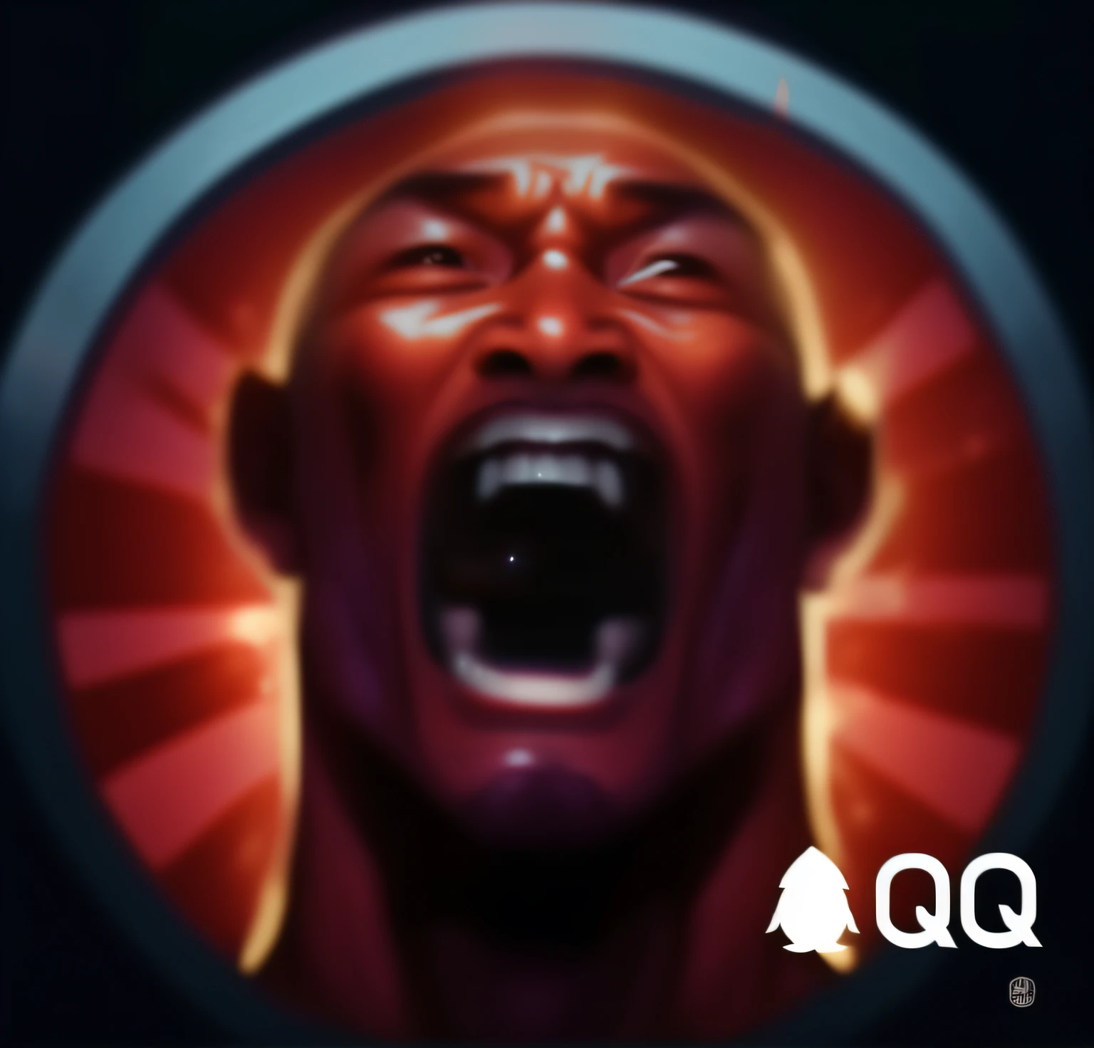 A person opens his mouth,A close-up of the light shining behind him, ruxing gao, he is screaming, nanquan, 9gag, hud face, portrait of kobe bryant, 8k highly detailed ❤️🔥 🔥 💀 🤖 🚀, screaming face, Mjolnir Strogg, insane quality, epic game portrait, giga chad crying