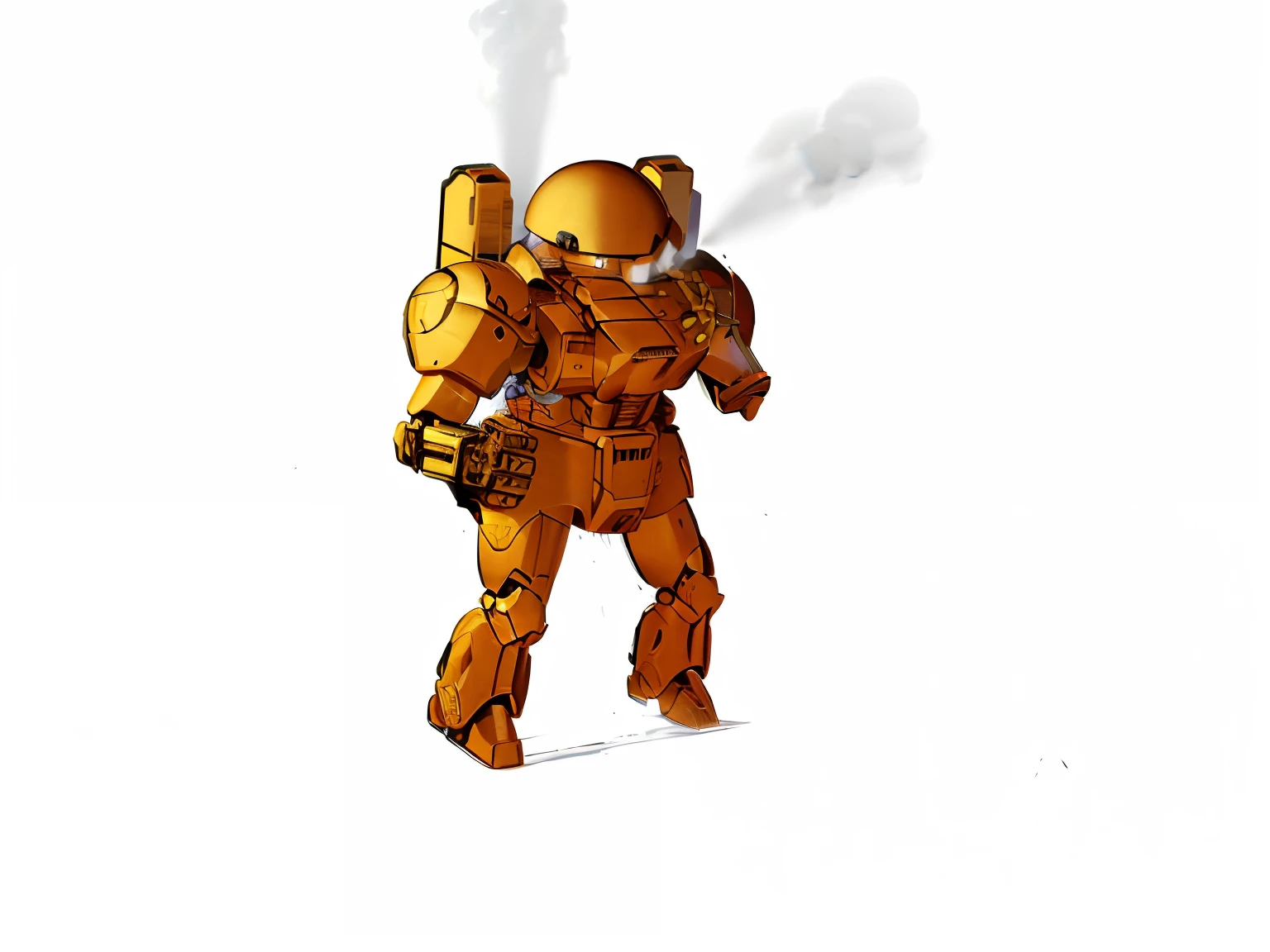 amarelo warforged do tamanho humano, veste uma armadura de poder, Deus grego no estilo mecha, cara de armas pesadas, terno mecha, terno mech, arte conceitual do metal slug, mecha inspirado, Estilo Comic Book Battlemech, Samus