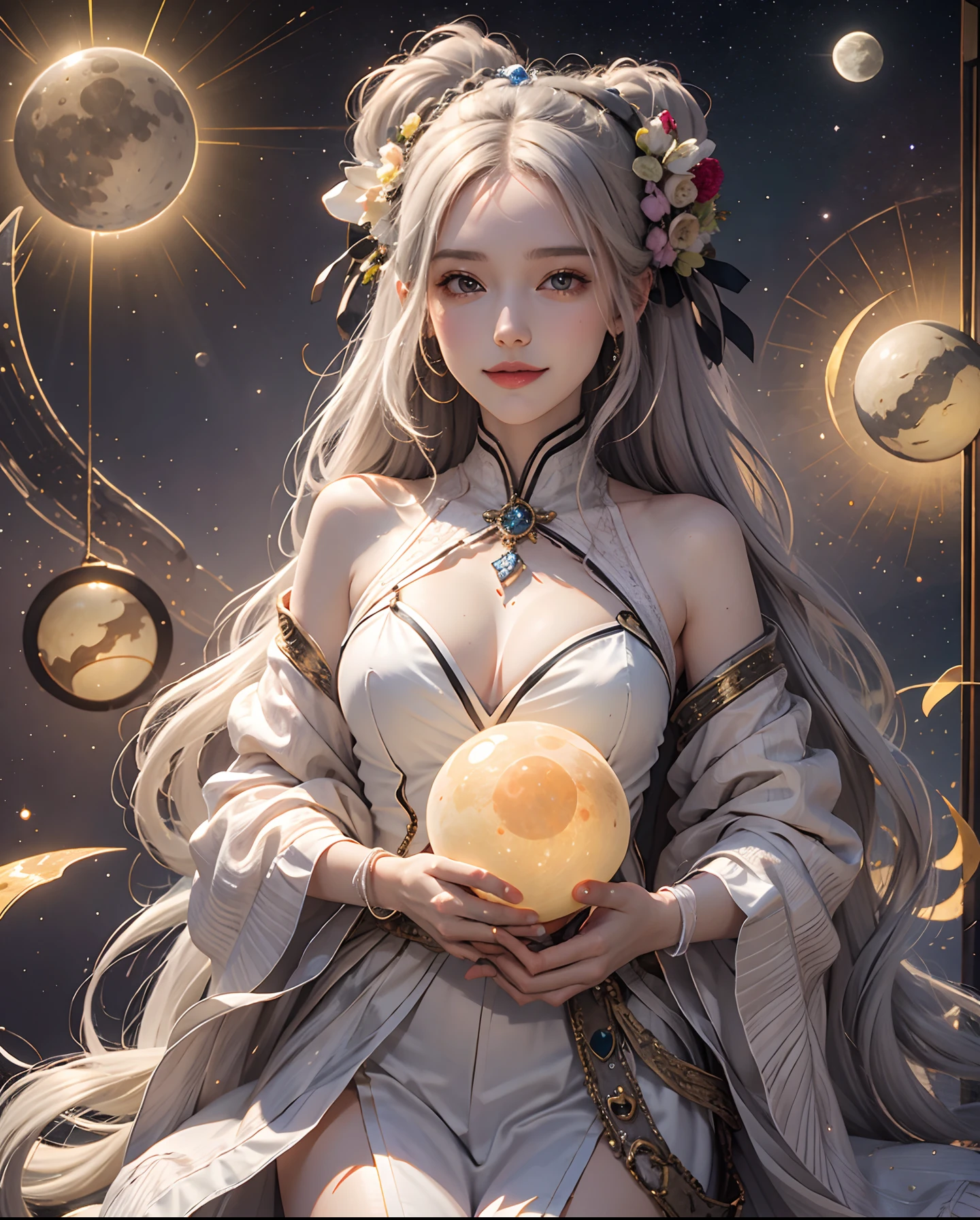birth chart, Venus, light, moon, sun, planet, star, gentle smile, rococo