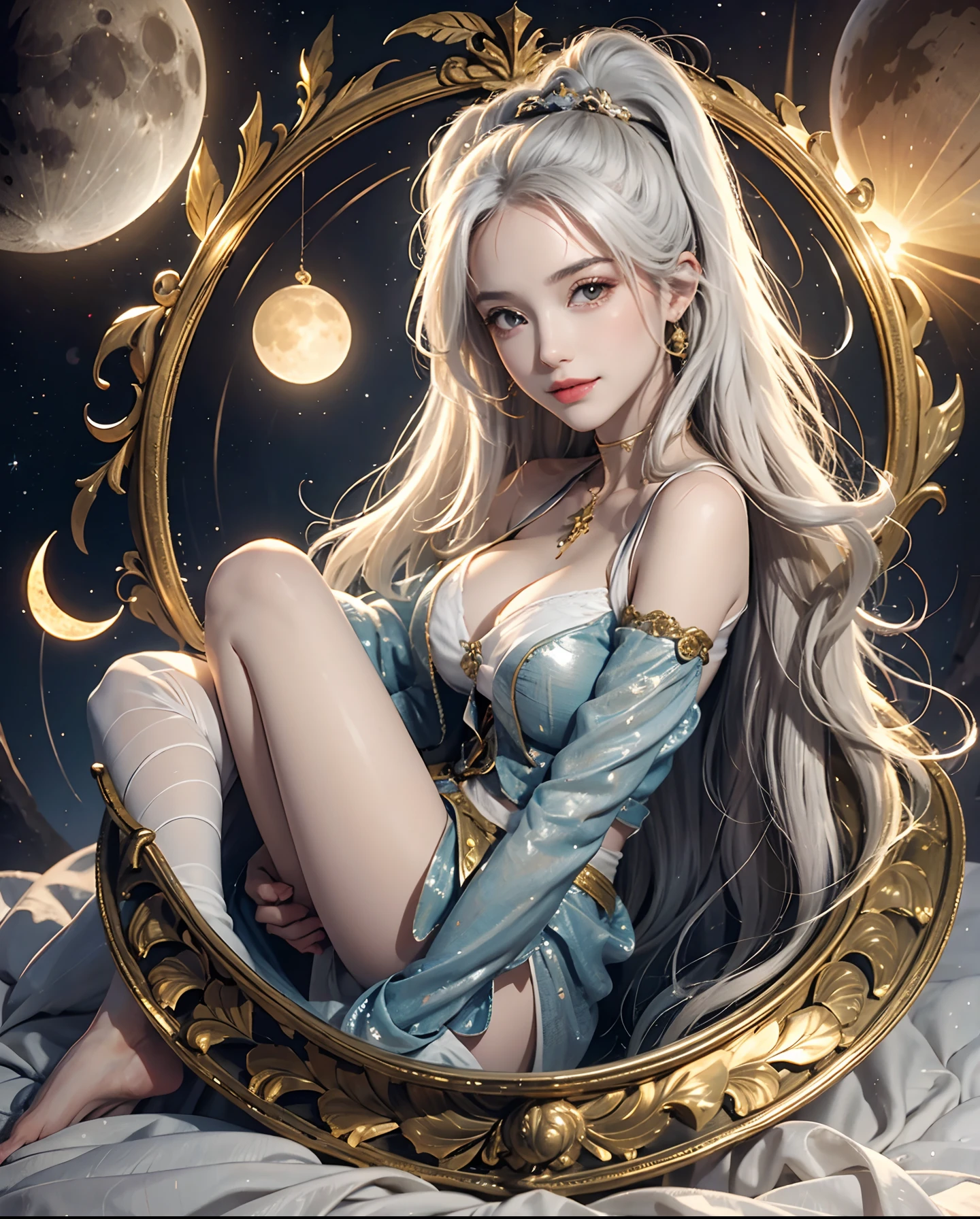 birth chart, Venus, light, moon, sun, planet, star, gentle smile, rococo