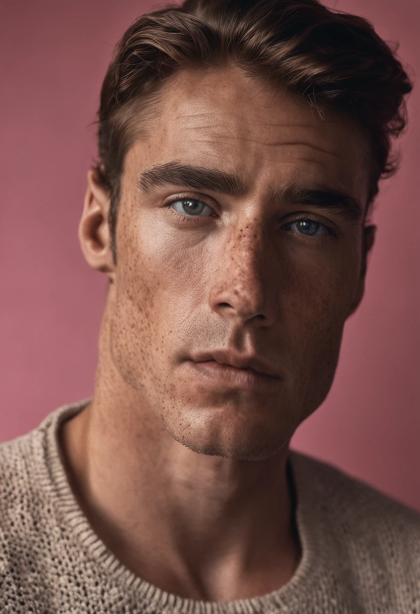 beautiful men, freckles, dark makeup, hyperdetailed photography, soft light, head and shoulders portrait, cover