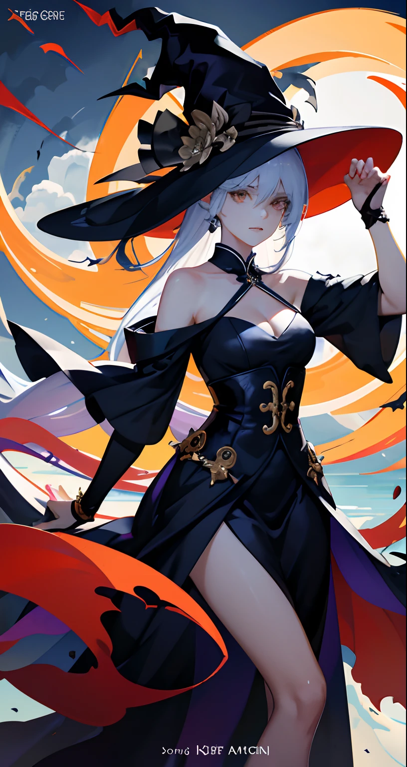 （（（（dramatics））），（（（grittiness））），（（（furious）））Bright colors，Magic background，chinesedragon，water background，the sky background，tmasterpiece， Best quality at best， extremely detaile， absurderes， Expressive clothes， Fine fabric emphasis， Ray traching， estilo fantasia，，1girll，Witch hat，Dragon horn，is very beautiful，Dress conservatively，Fighting posture。The color palette is predominantly cool colors，With bright colors，Give the poster a dynamic and visually striking look，tachi-e （Magazines：1.3），（Cover style：1.3），Fashionab，woman，with dynamism，garments，posing on a，frontage，rich colourful，dyna，Background with，element in，self-assured，Expressing the，halter，statement，Accessories，A majestic，coil，Runt，Touching pubic area，Scenes，text，Cover of a，Bold，attention-grabbing，titles，Fashionab，typeface，Catchy，titles，more big，attention-grabbing， modern day， Fashionab， focal， Fashionab，