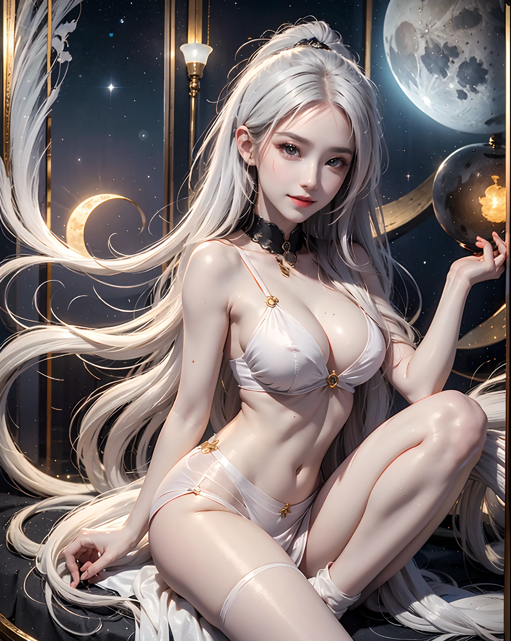 Birth chart、Venus、optic、a moon、suns、planetes、stele、kindly smile、rokoko、Breasts are small and B size、A slender、Cleavage is visible。Paws are thin and beautiful,the skin is white and transparent