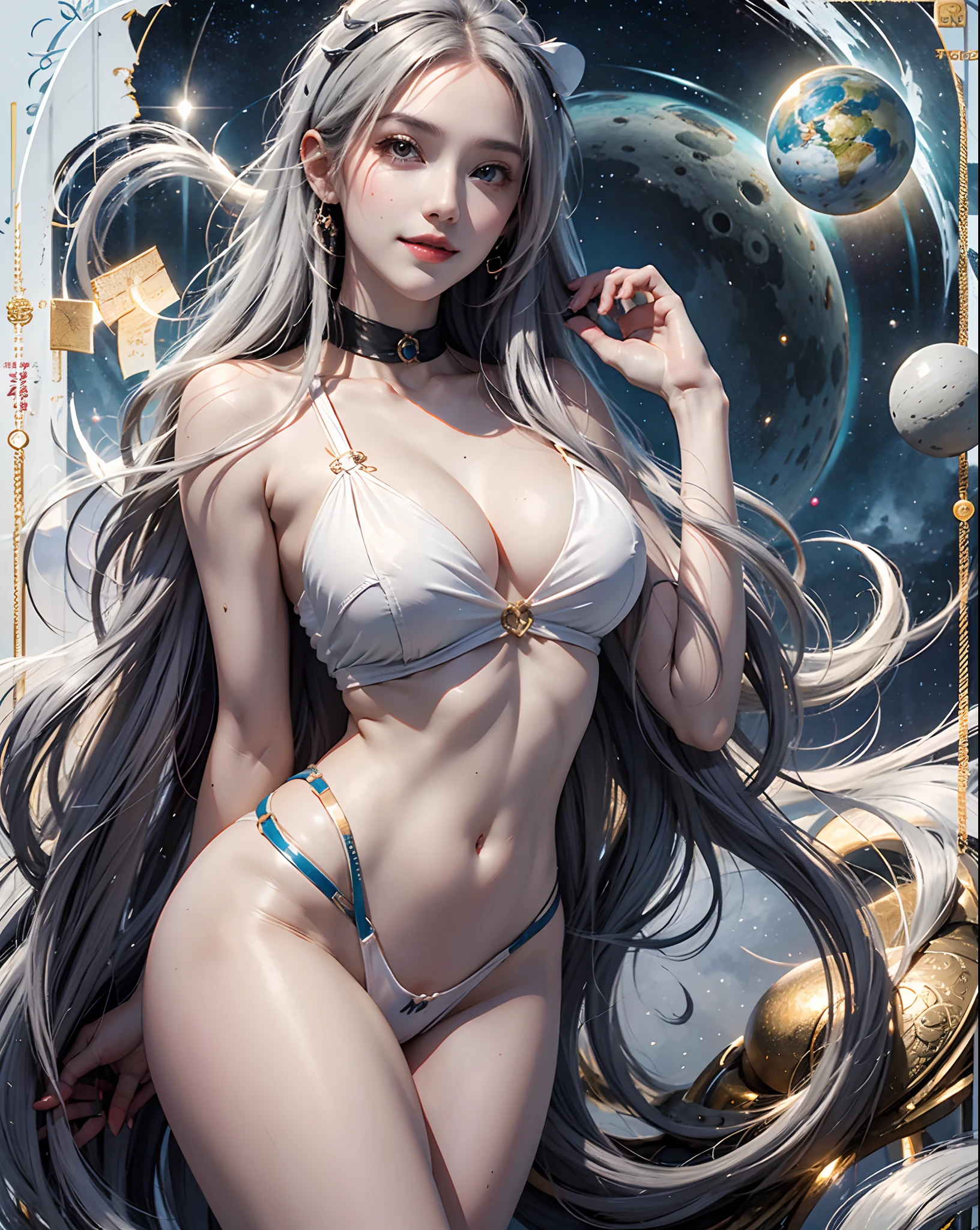 Birth chart、Venus、optic、a moon、suns、planetes、stele、kindly smile、rokoko、Breasts are small and B size、A slender、Cleavage is visible。Paws are thin and beautiful,the skin is white and transparent