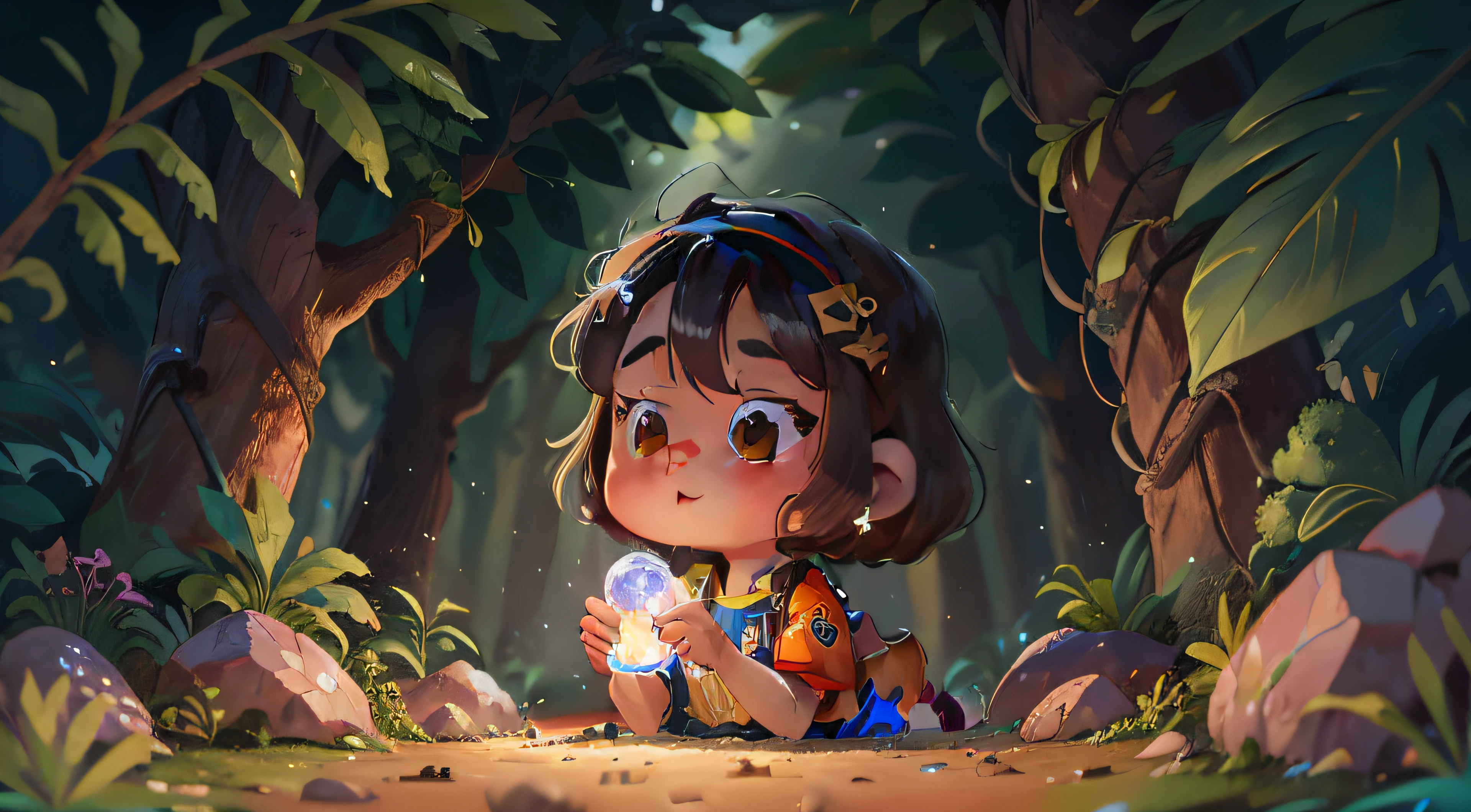 (menina pequena fofa) (5 a 6 anos) olhando, vendo Cristal, diamante, preso na pedra, noite, escuro (local escuro: 0.8) (desordem - casa: 0.8), (obra-prima: 1.2) (realista: 1.2) (bokeh) (melhor qualidade) (detalhes complexos) (8K) (foco nítido), (pele detalhada: 1.2) 8k, alta qualidade