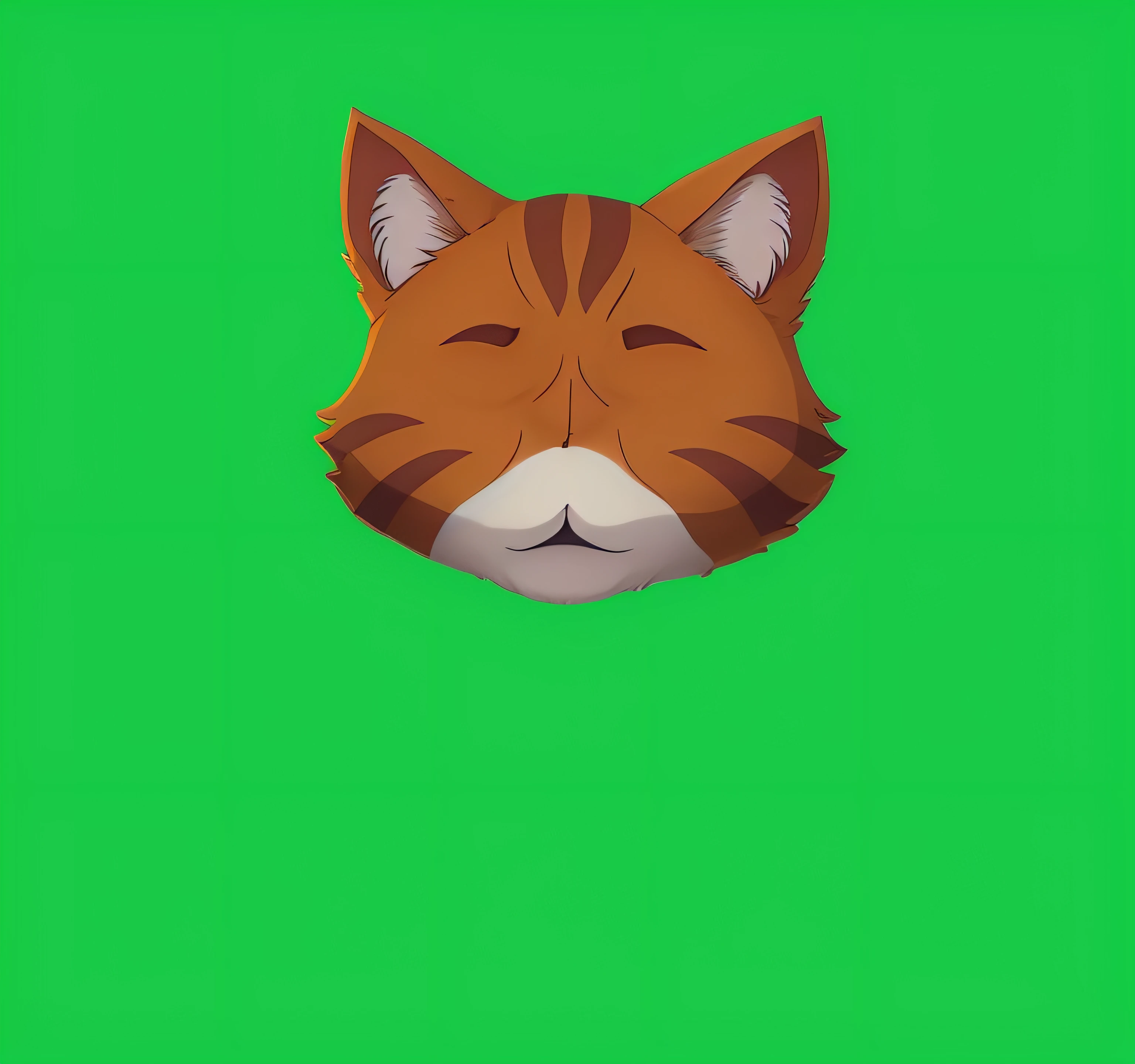 There is a cat with a green background and a green screen, sem linha, cat head, 4 k hd cara de pele!!!, Retrato de personagem peludo, generic furry style, Ashfur de gatos guerreiros, sem texto, Gato Anime, quanto ele faz, cel plano sombreado, Gato Anime Realista, Gato. Pintura digital, Telegrama Sticker, raposa verde digital, VRCabord