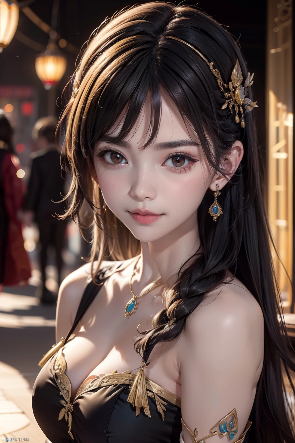 Fu Xuan,(Exquisite illustrations:1.4),(tmasterpiece:1.0), (best qualtiy:1.4), (超高分辨率:1.2), (realisticlying:1.4), (8K, RAW photos:1.2), (soft focus:1.4), (18yr old:1.3), (Sharp focus:1.4), Beautiful face with details, happy smile