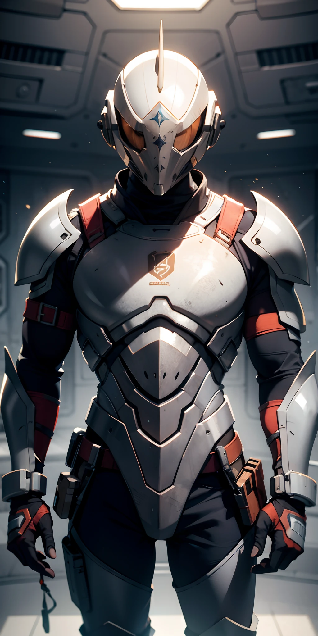 "homem com armadura de Jaspion em uma base espacial", armadura enferrujada:0.9, galaxy, foto profissional:1.3)