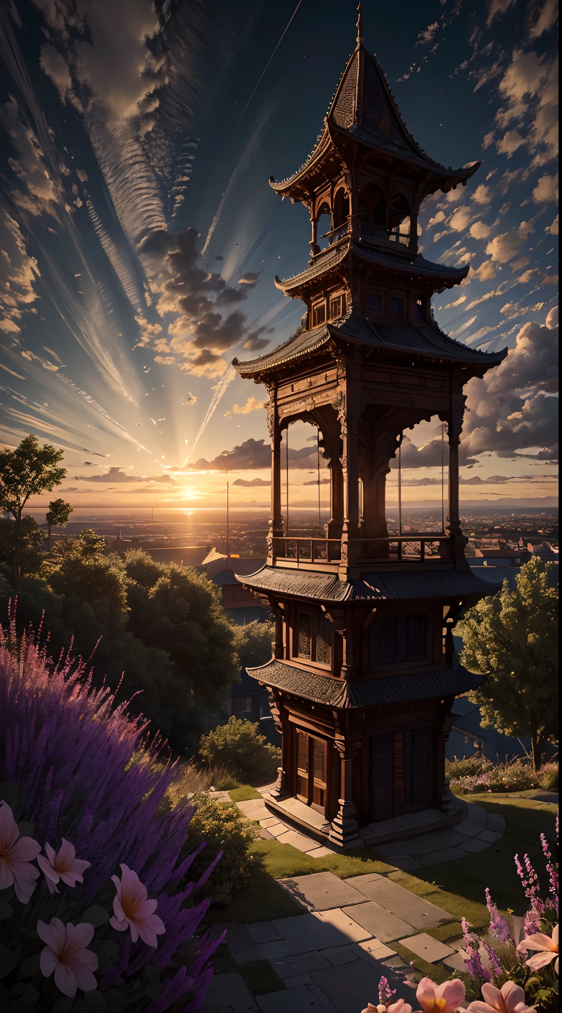 highres, imagination, (realistic), clear skies, composition, sunset, (hdr:1.5), outdoors, intricate details,