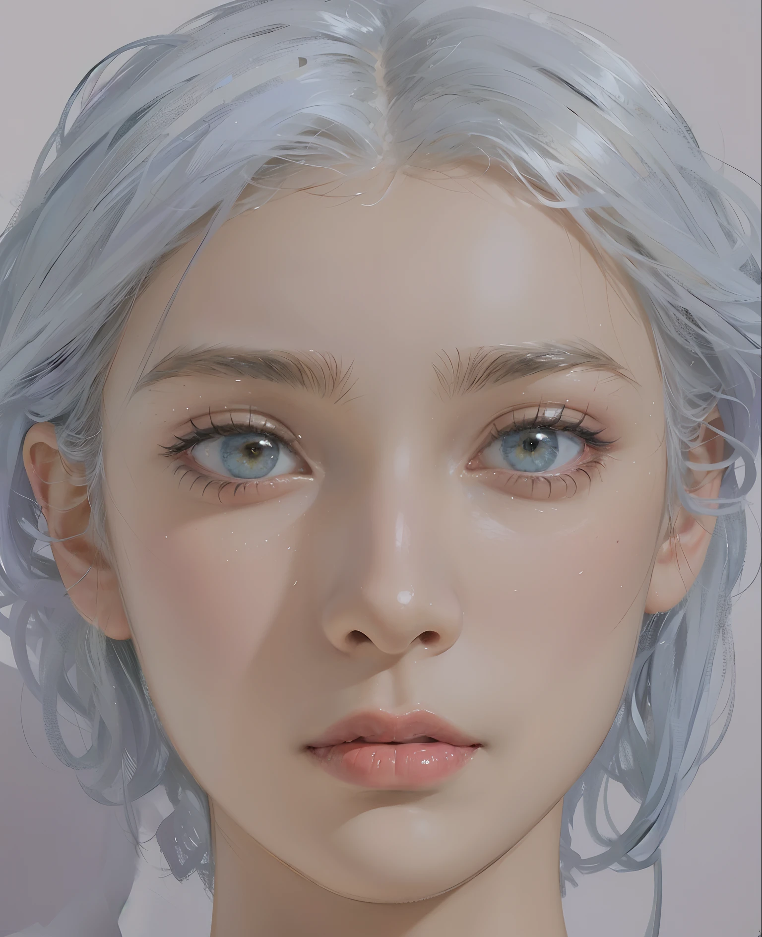 Hyperrealist portrait of female by david hockney and alphonse mucha,fantasy art, photo realistic, dynamic lighting, artstation, poster, volumetric lighting, very detailed faces, 4 k, award winning,, 1girl, in the dark, deep shadow, low key,cowboy shot,(official clothing:1.4) ,long hair,white hair,
