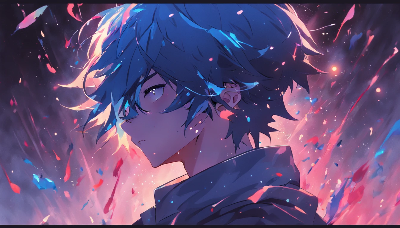Libido boy, spray, blue colors, tmasterpiece, ultraclear, 8k, sideface, brightly。