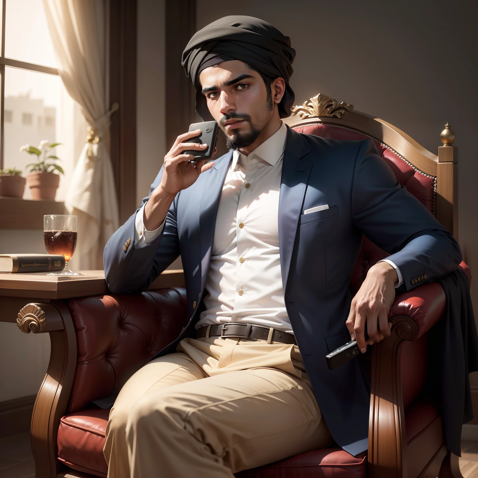 there is a man sitting on a chair with a remote in his hand, amr elshamy, nivanh chanthara, mohamed reda, shabab alizadeh, mohamed chahin, fadeev, jayison devadas, iralki nadar, sayem reza, journalist photo, an afghan male type, inspired by Sheikh Hamdullah
