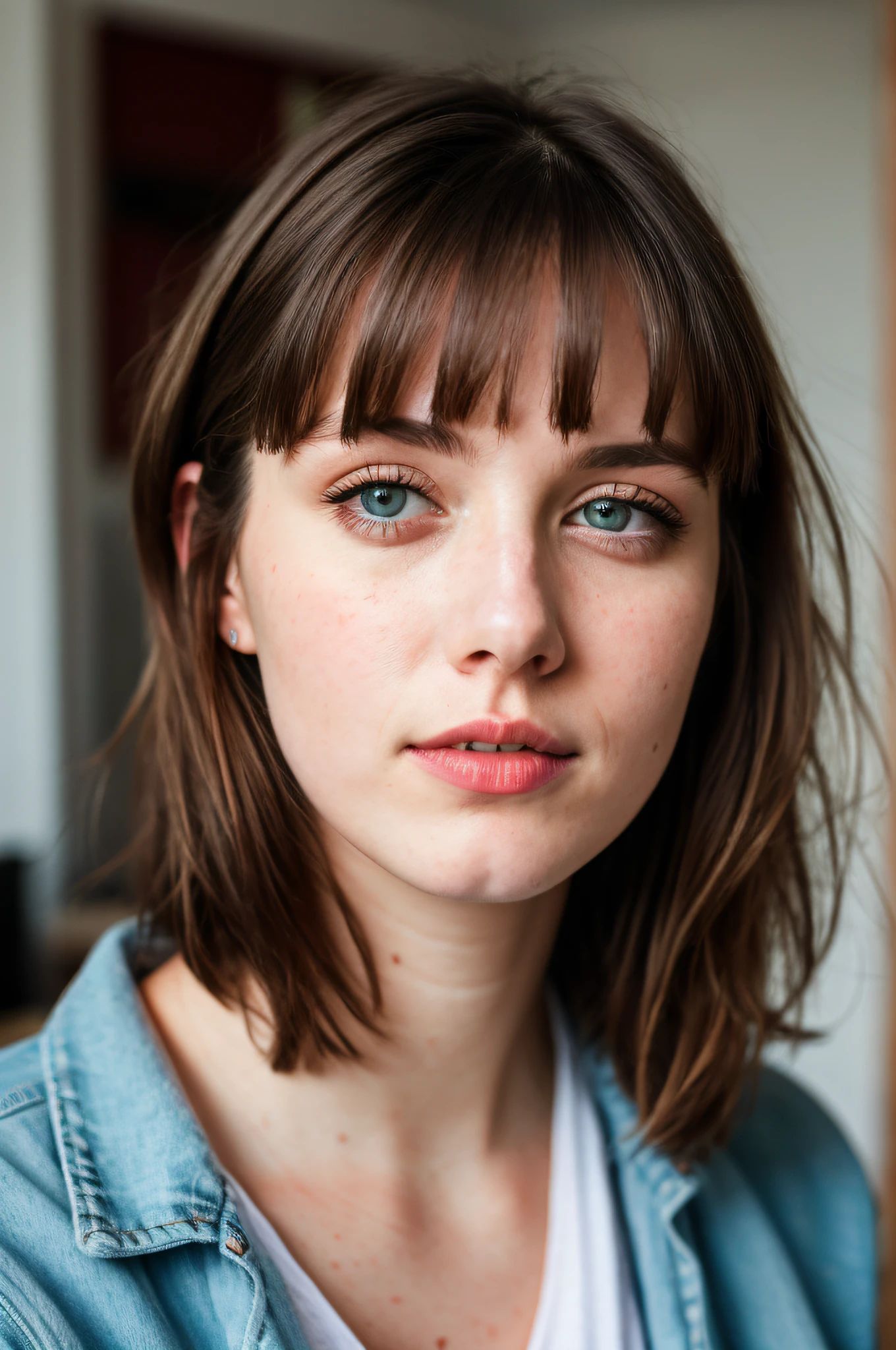 RAW photo, 24 year old Welsh woman, casual clothes, messy hair, slim build, at home, shallow depth of field, (high detail skin: 1.2), 8k uhd, DSLR, soft light, high quality, film grain, 20mp, Fuji XT3 , 80mm, Hasselblad