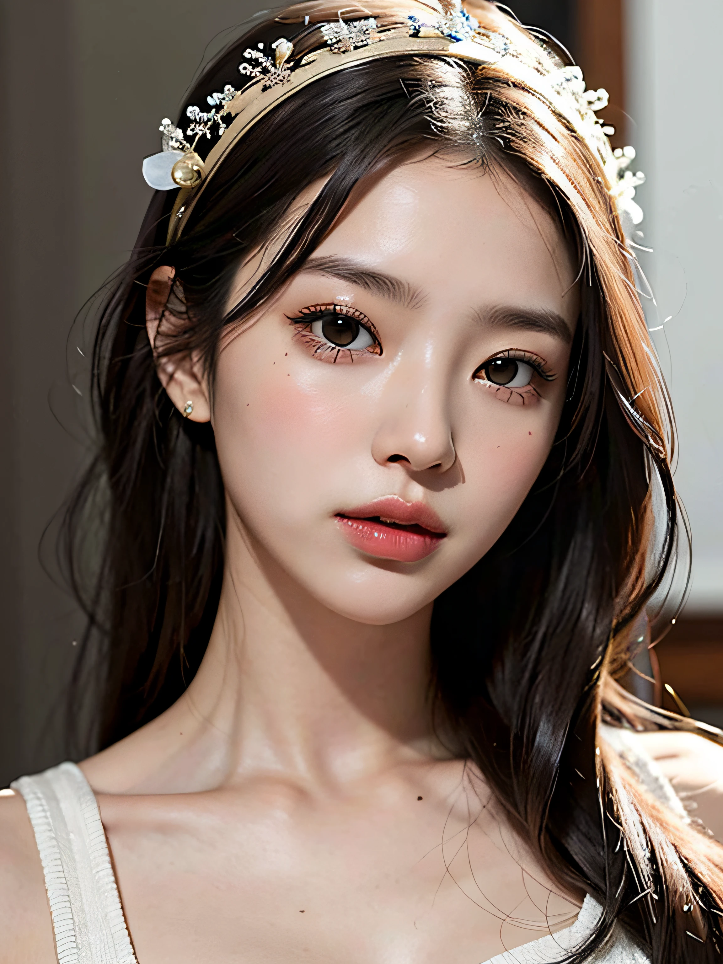 (masutepiece)、40 years、(Amazing super beauty)、Neat face、Clean and well-groomed face、top-quality、masterpiece、intricate detailes、depth of fields、top-quality、ighly detailed、hight resolution、4K、超A high resolution、A hyper-realistic、realisitic、The upper part of the body、Shoulder、beautiful lighting、1girl in、独奏、A detailed face、A detailed eye、real looking skin