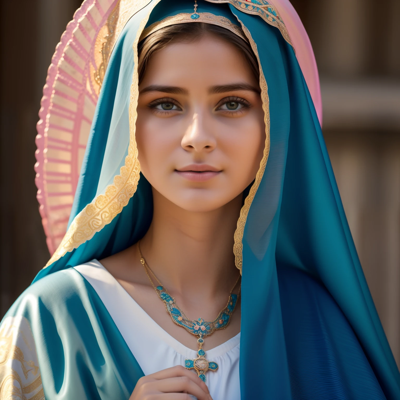 ((Blessed Virgin Mary of LOURDES))) (((cuerpo completo))) 19 year old,  de rostro y aspecto anglosajona))) (((Con una cara seria y piadosa. Con una mirada dulce y tierna))) (obra maestra, calidad superior, mejor calidad, arte oficial, beautiful and aesthetic: 1.2),  extremadamente detallado, colorido, highest detailed, Cara perfecta, parte superior del cuerpo, HDR, (orando: 1.3), eye-catching visuals, colores vibrantes. ultra detallado, 8k, HDR. Grado de color profesional, colores ricos, powerful imagery, 4k, 8k,obra maestra,...